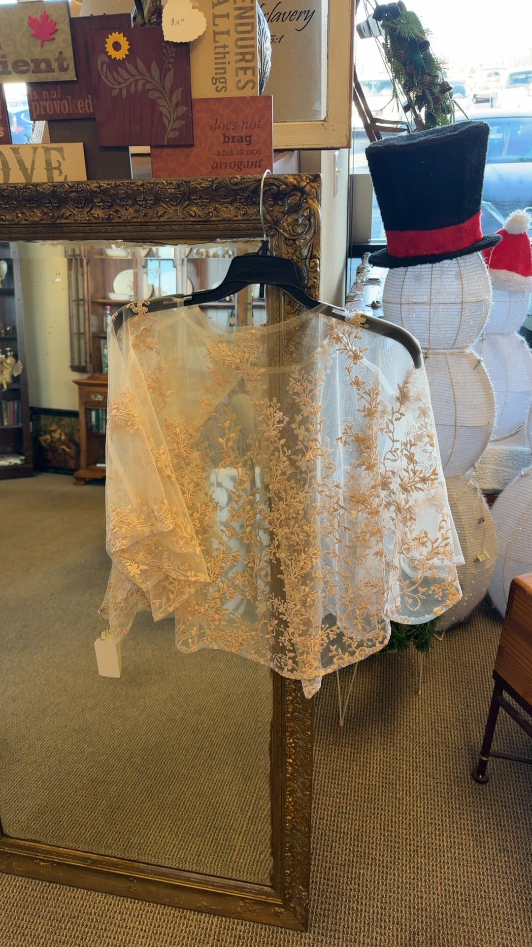 Embroidered Sheer Shawl - Image 1