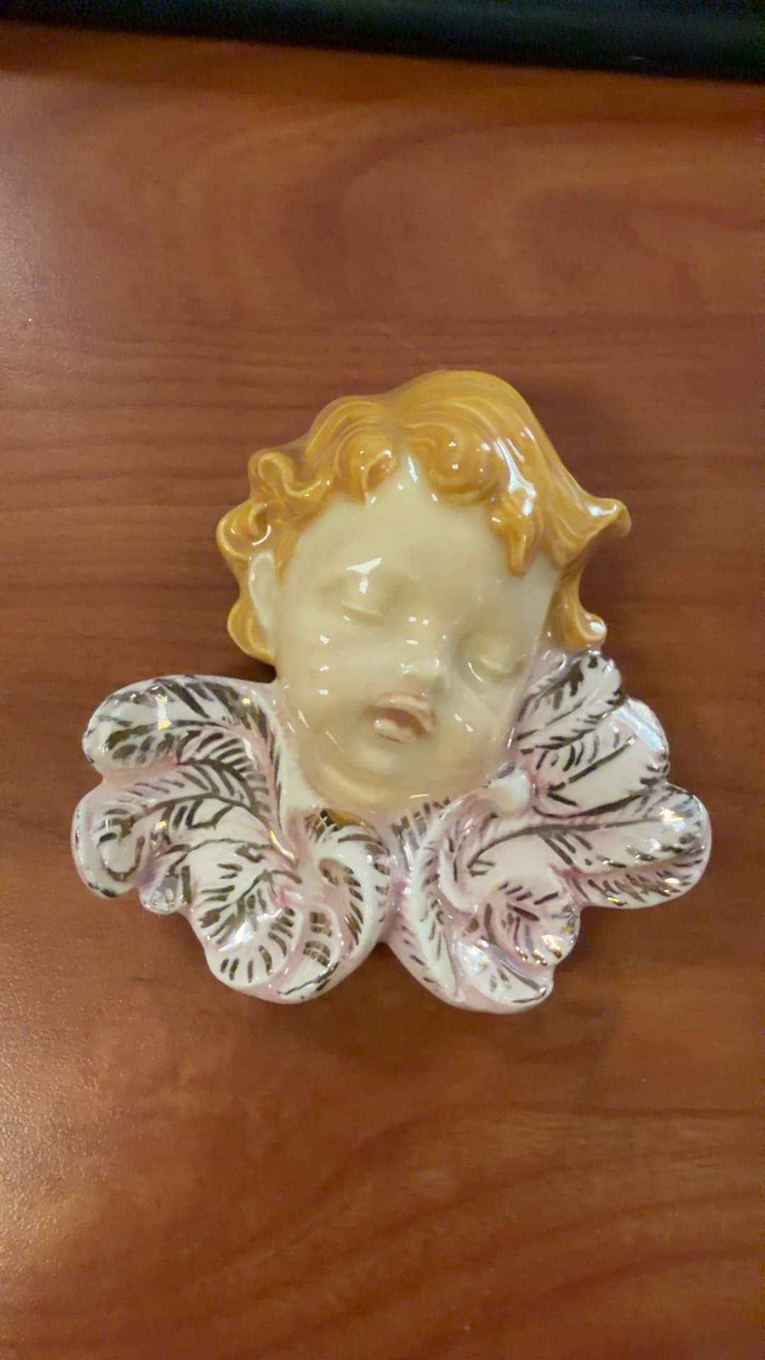 Porcelain Cherub Wall Plaque - Image 1