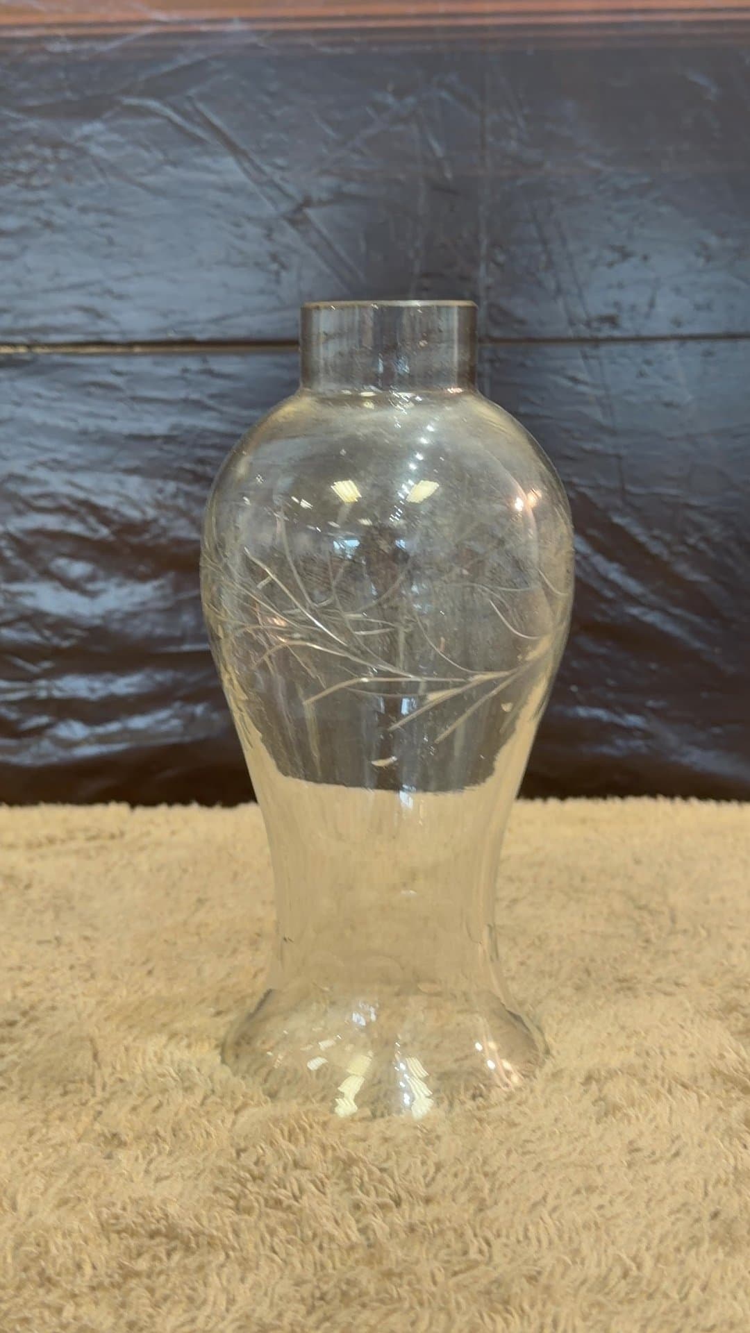 Vintage Etched Glass Hurricane Lamp Shade - Image 1