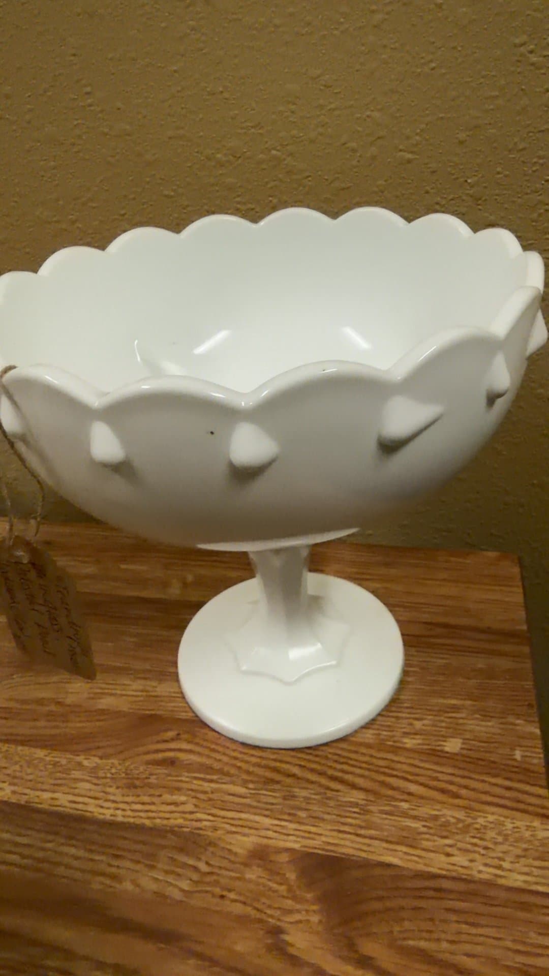 Vintage Milk Glass Pedestal Compote Bowl - Image 1