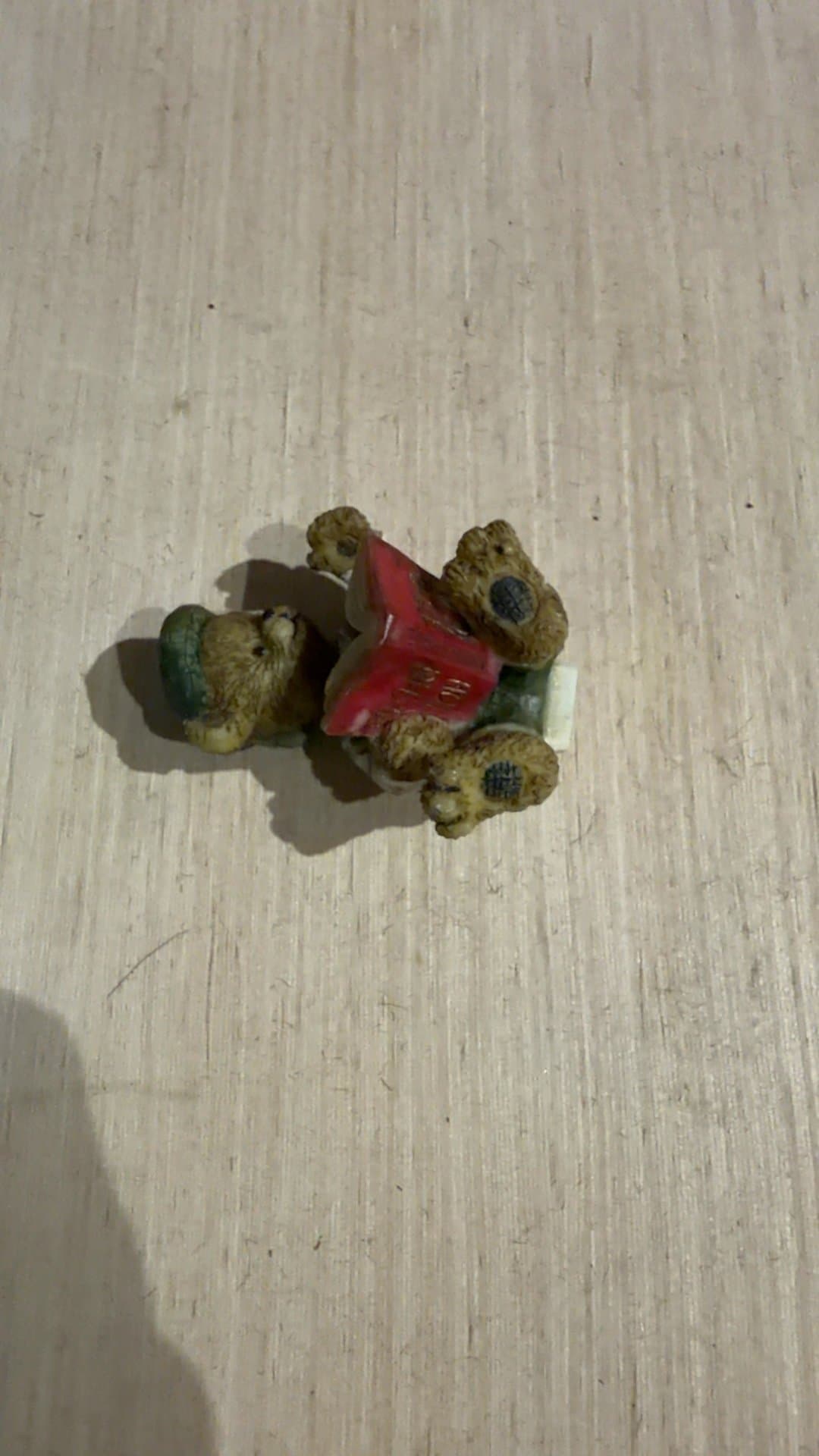 Miniature Reading Teddy Bear Figurine - Image 1