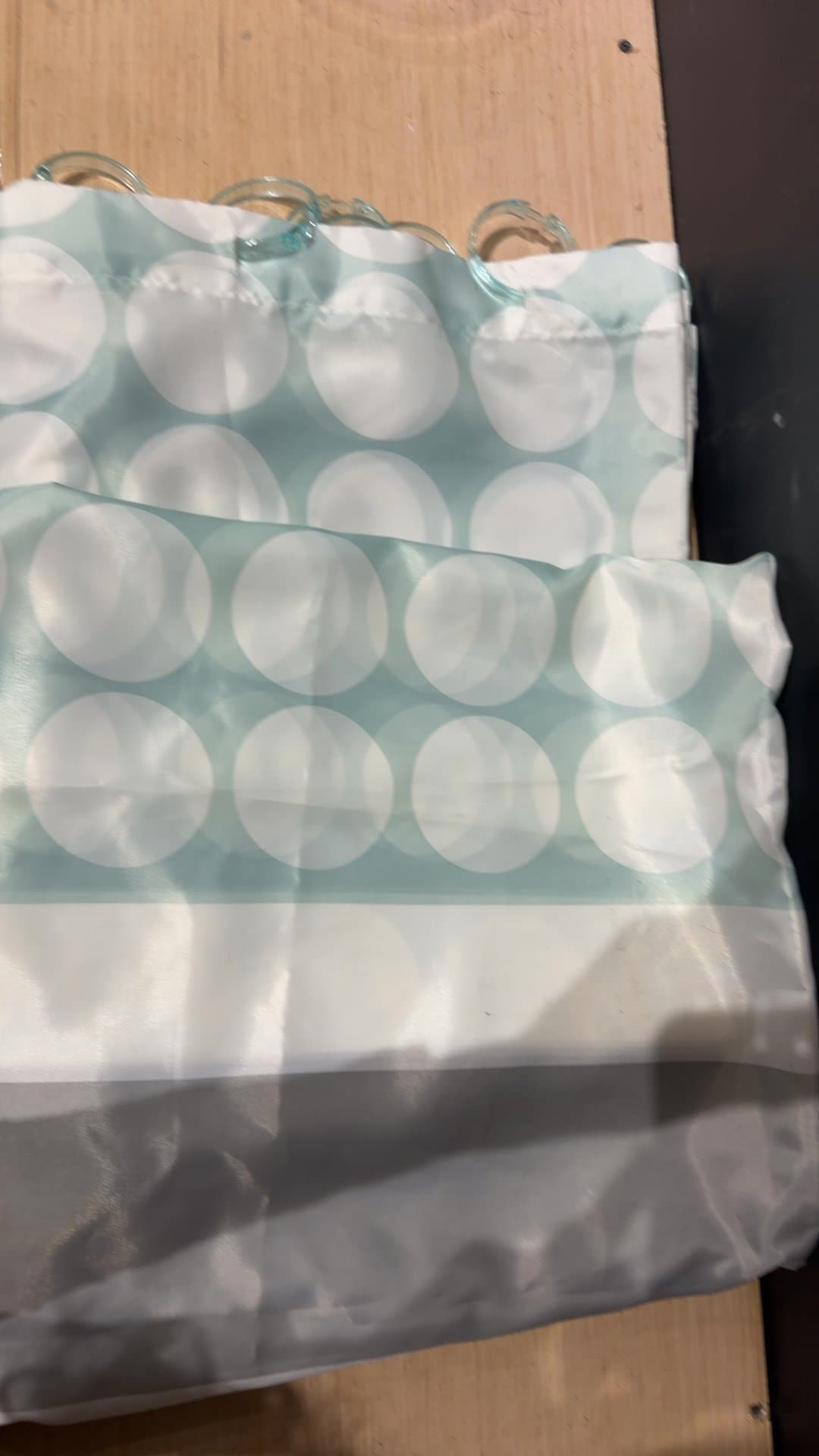 Polka Dot Fabric Shower Curtain with Rings - Image 1