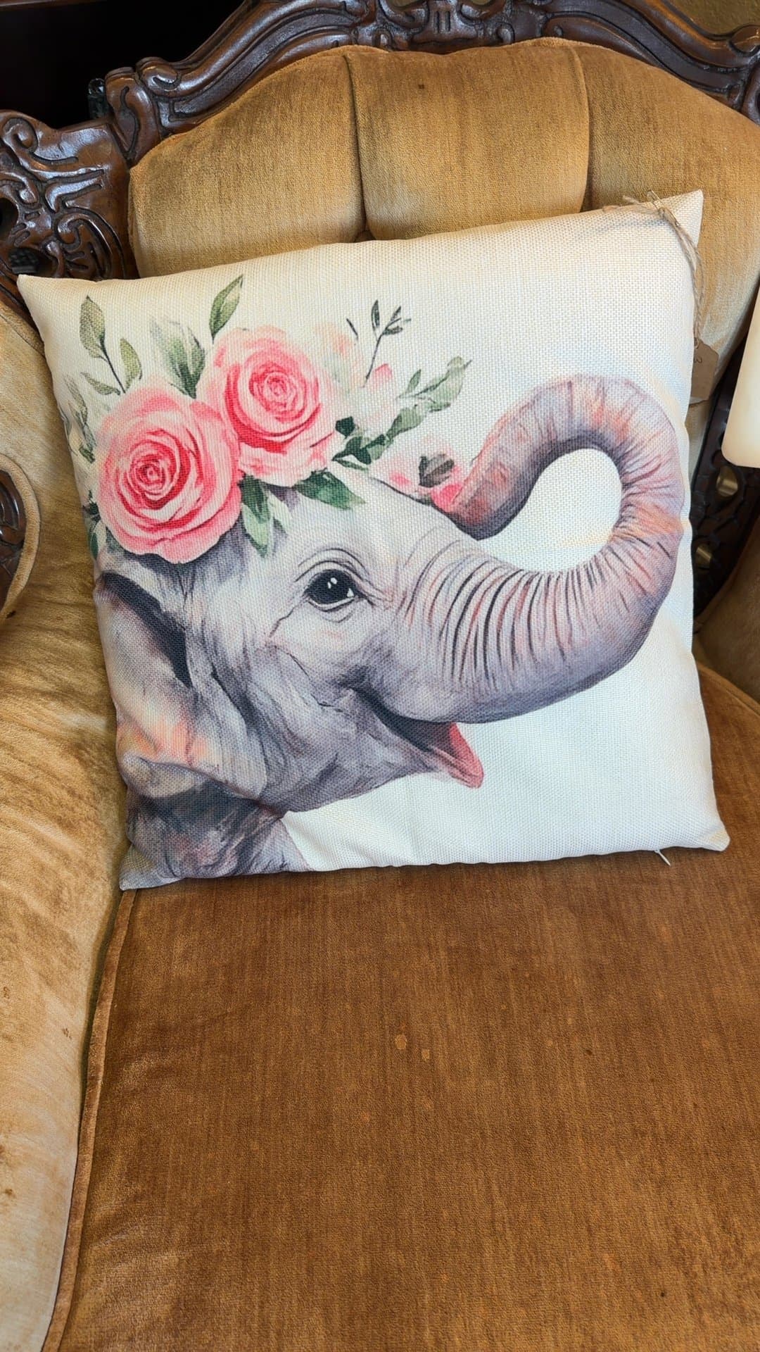 Elephant Print Decorative Pillow - Image 1