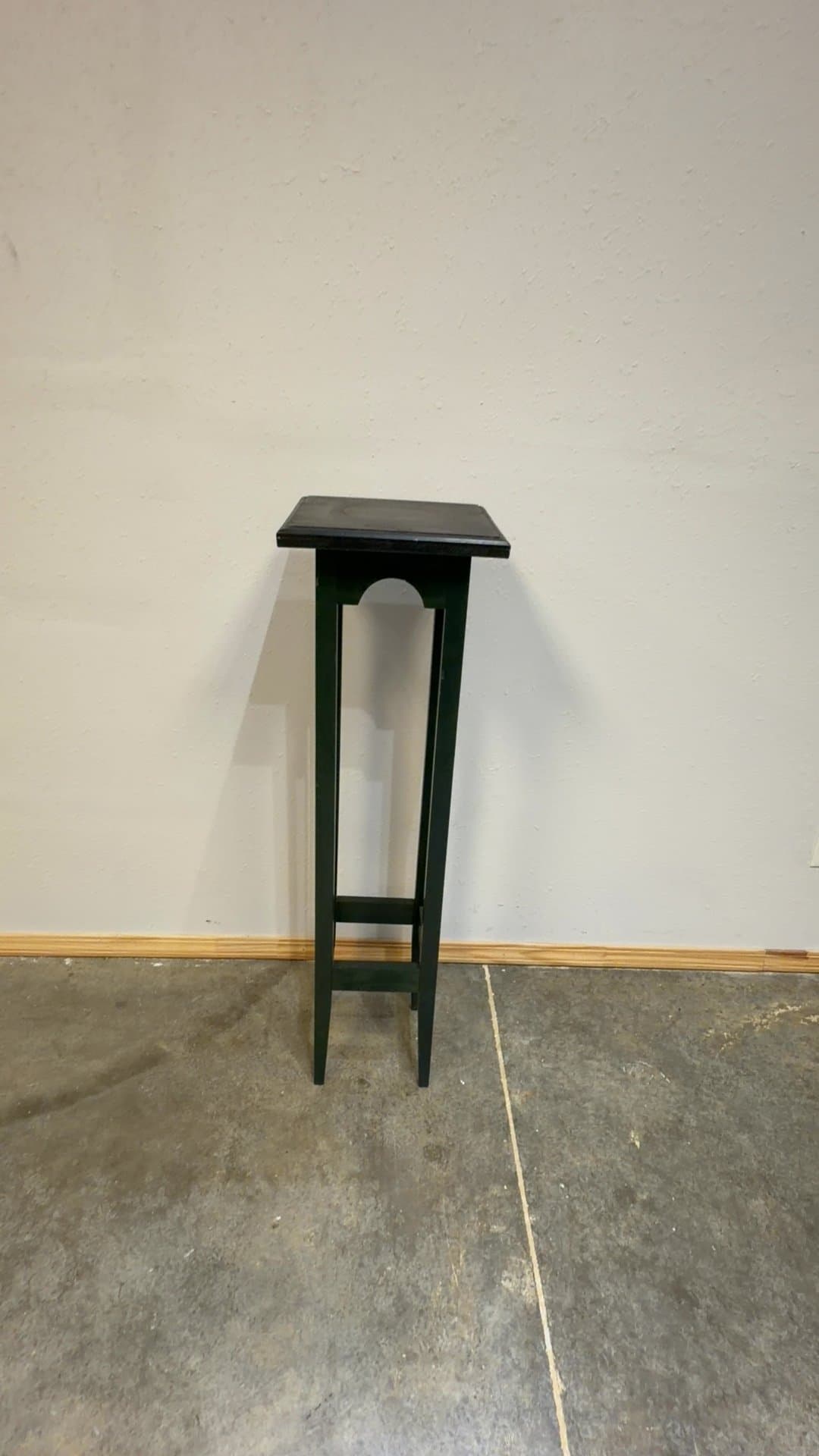Tall Dark Green Painted Wooden Pedestal Plant Stand - Image 1