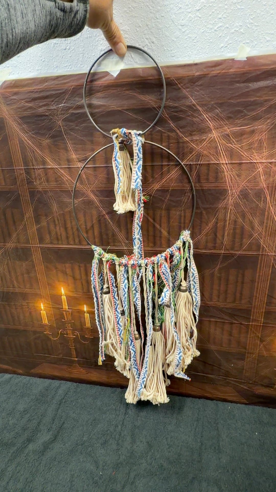 Boho Macrame Tassel and Bell Wall Hanging - Image 1