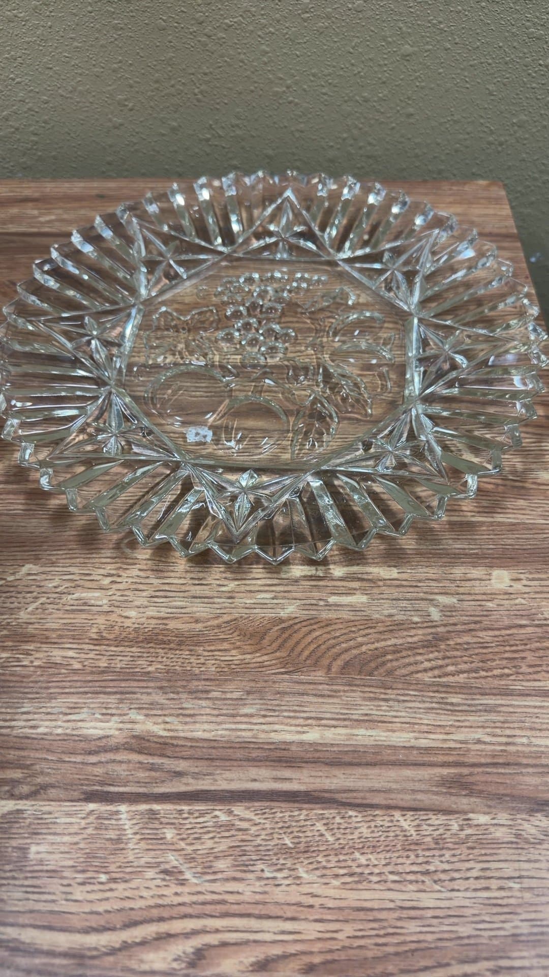 Vintage Cut Glass Serving Plate - Image 1