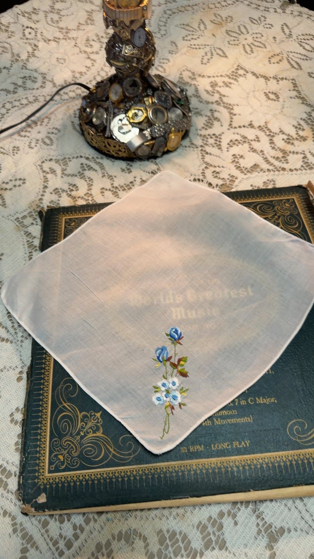 Embroidered Floral Handkerchief - Image 1