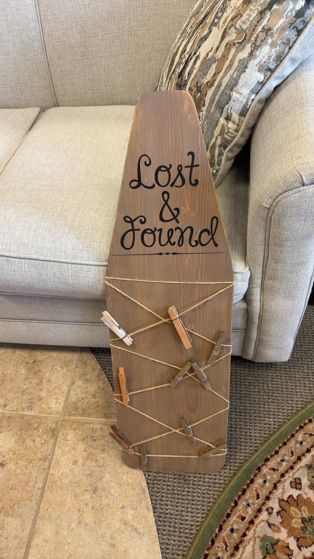 Wooden Ironing Board Style 'Lost & Found' Sock Sign - Image 1