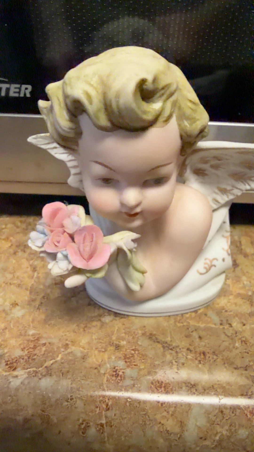 Vintage Lefton Hand Painted Porcelain Angel Cherub Figurine KW1415 - Image 1