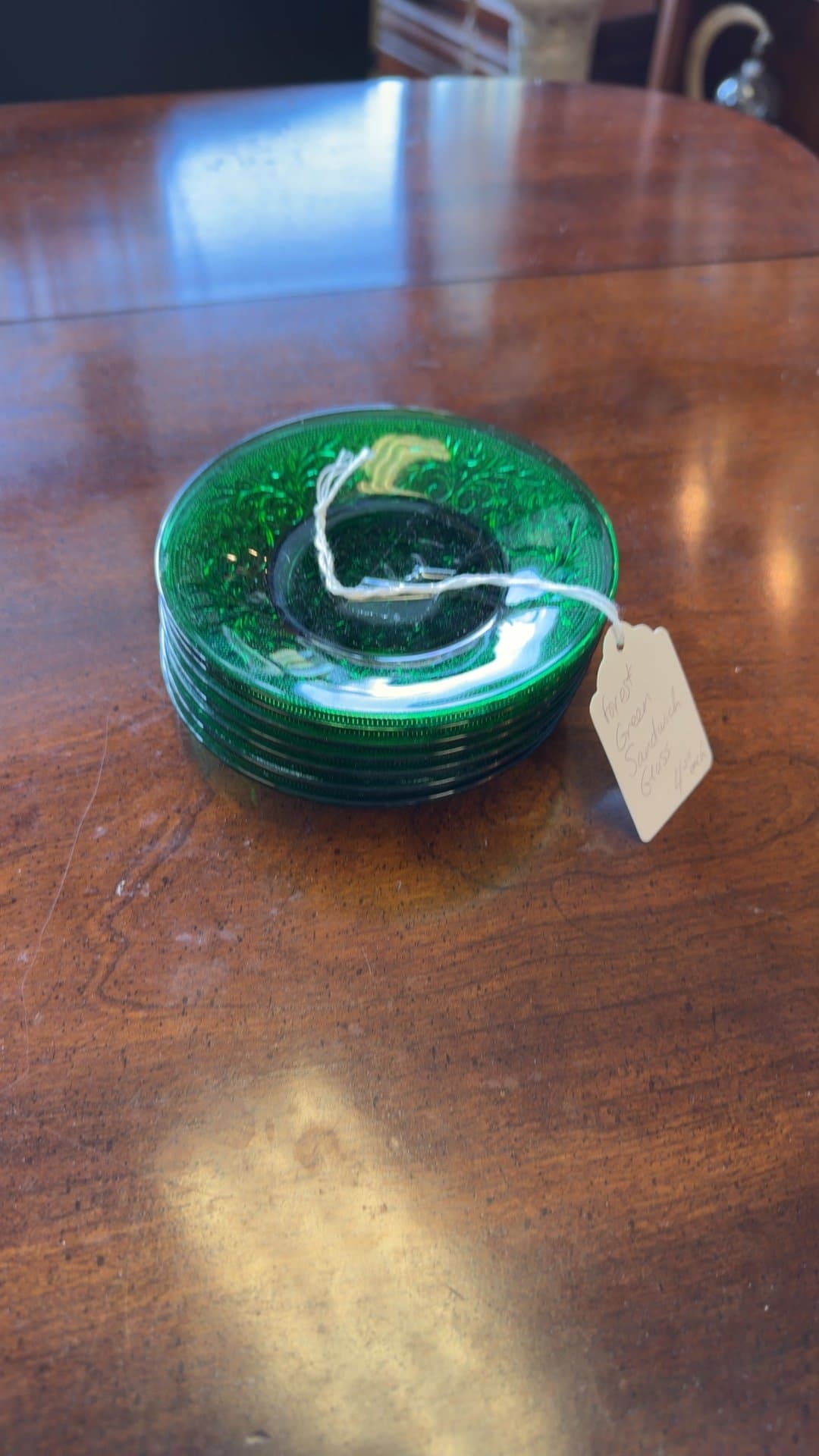 Vintage Green Depression Glass Plates - Image 1
