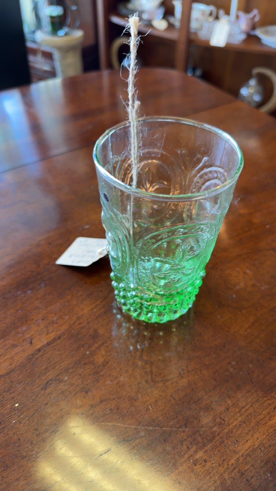 Vintage Green Glass Tumbler - Image 1