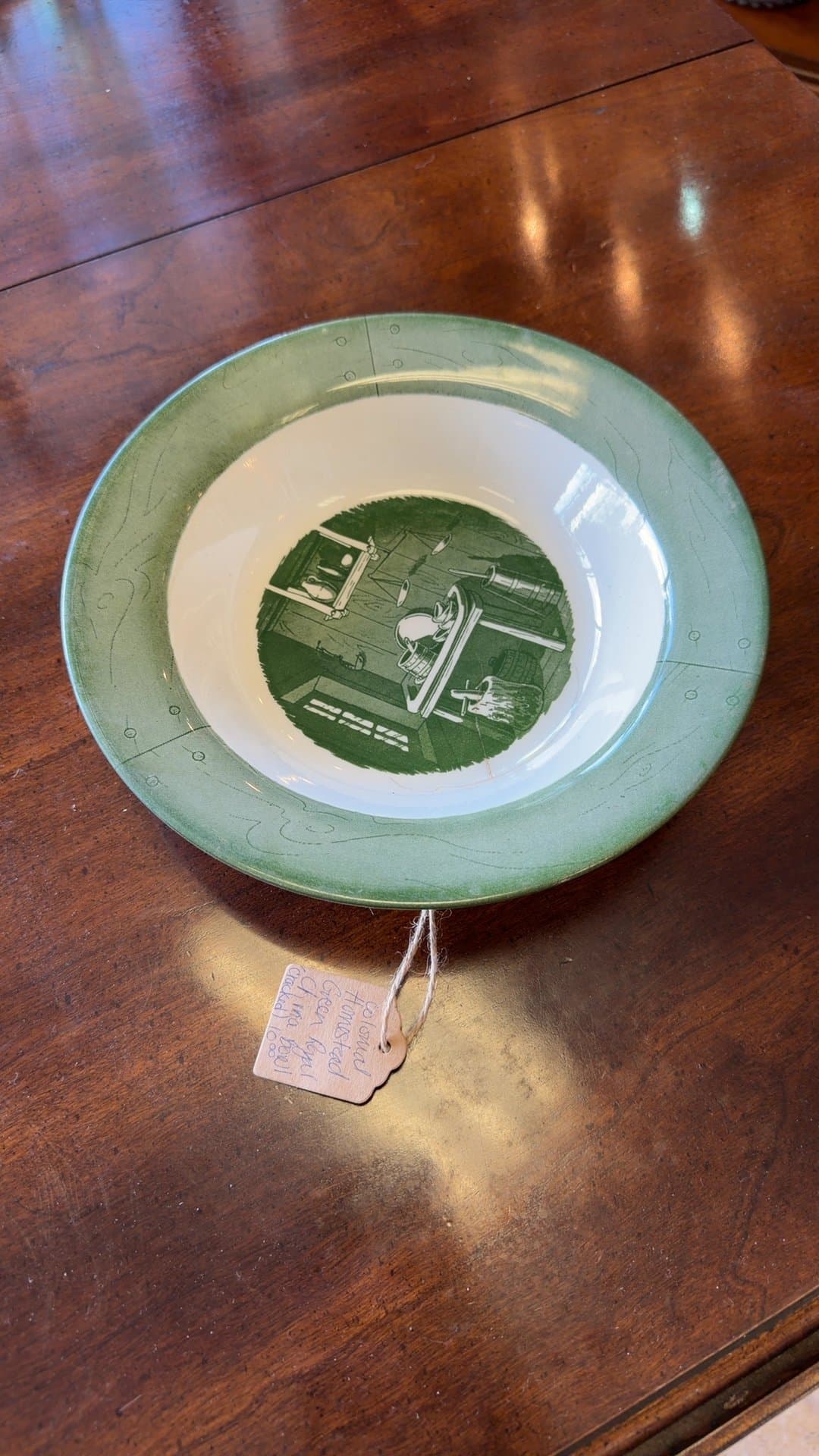 Vintage Homer Laughlin Green Transferware Bowl - Image 1