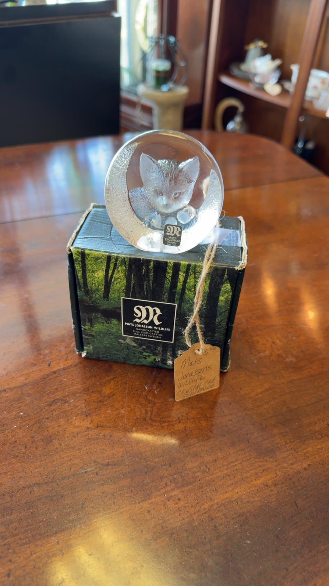 Mats Jonasson Wildlife Crystal Cat Sculpture - Image 1