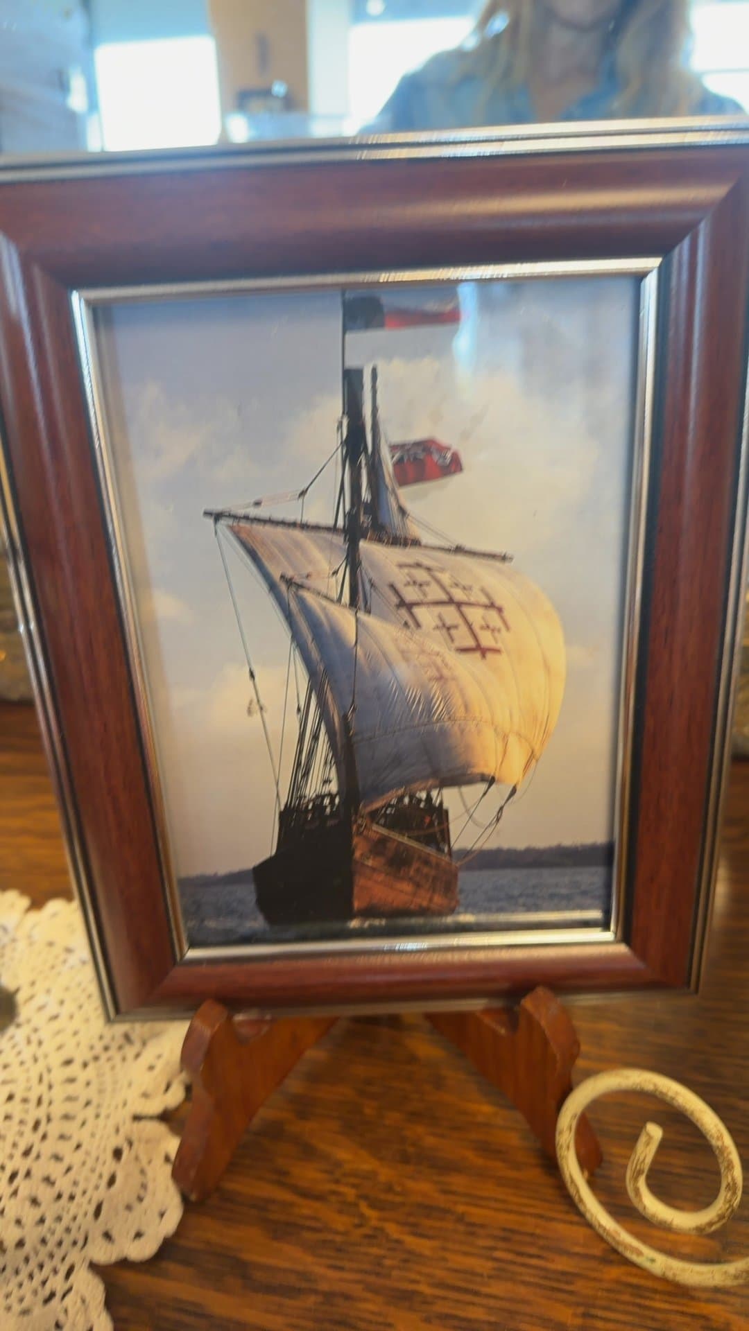 Framed Niña Replica Caravel Ship Postcard Photo - Image 1