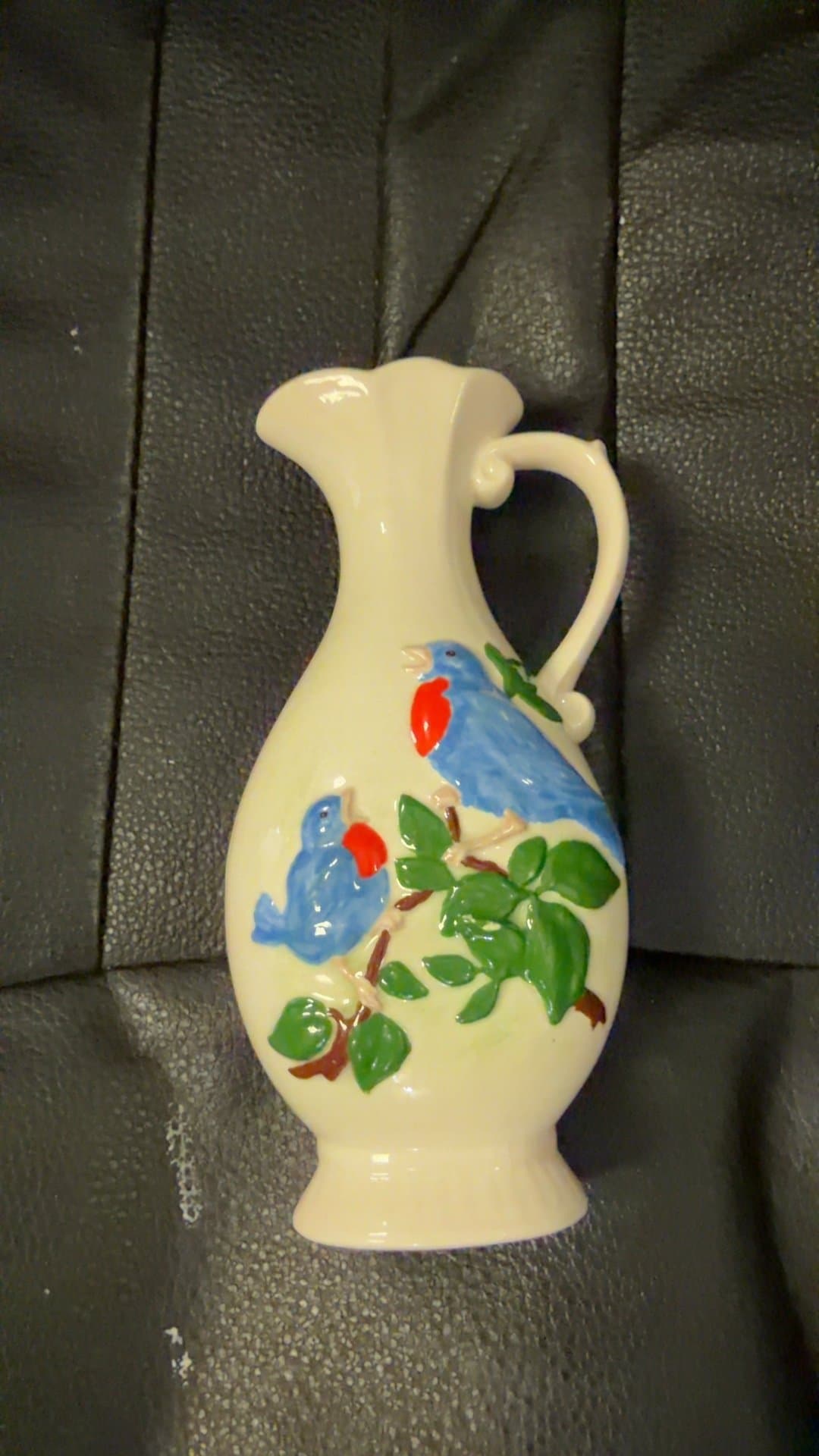 Vintage Ceramic Bluebird Pitcher Vase - Image 1