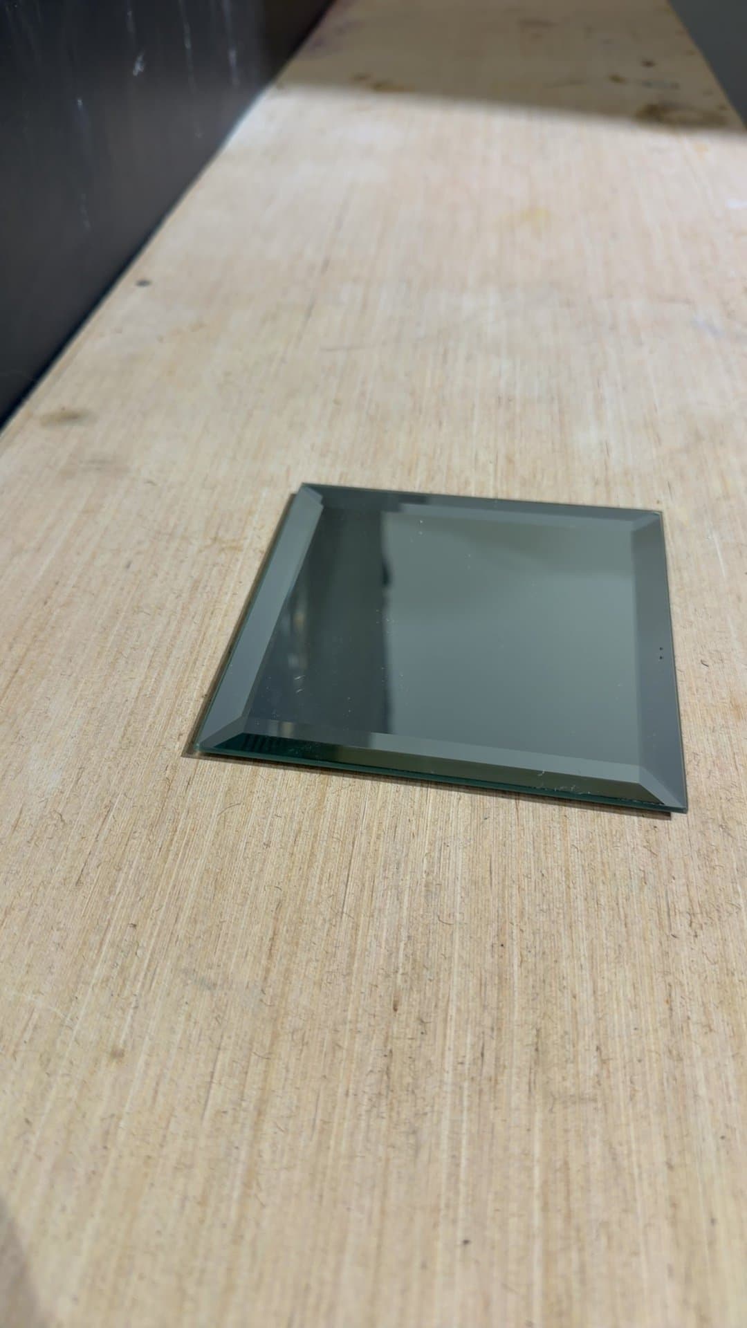 Square Beveled Edge Glass Mirror Candle Plate - Image 1