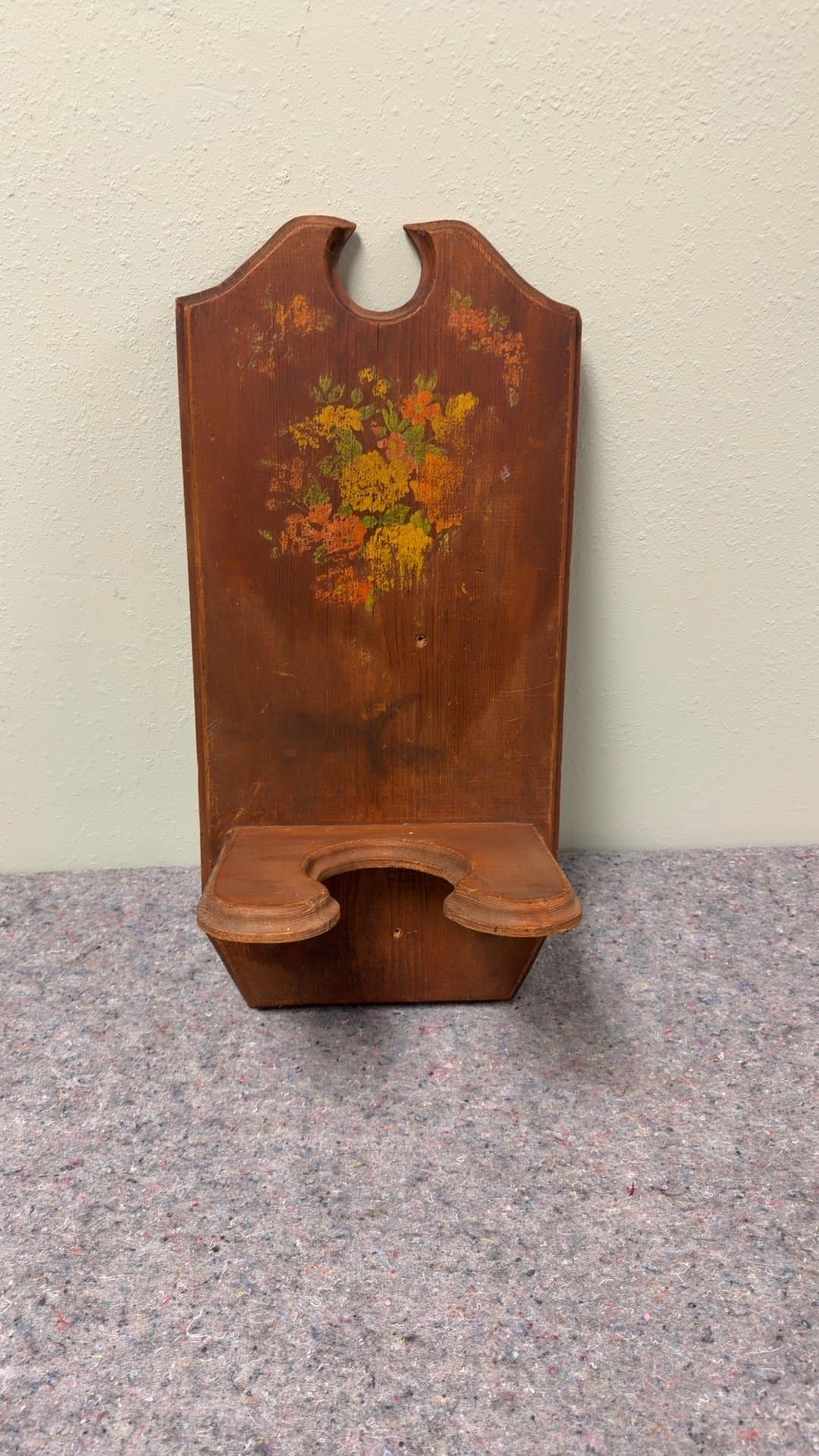 Vintage Wooden Wall-Mounted Candle Holder - Image 1