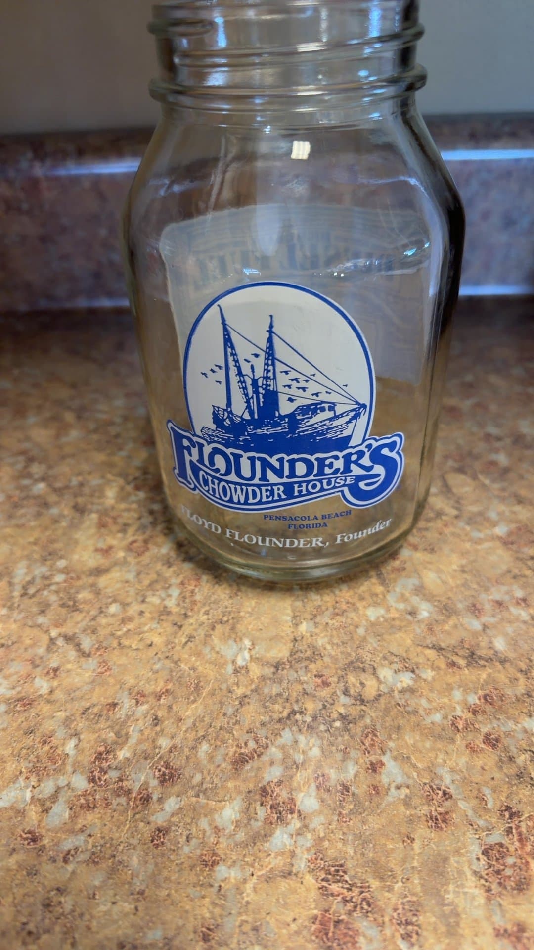 Flounder's Chowder House Mason Jar - Image 1