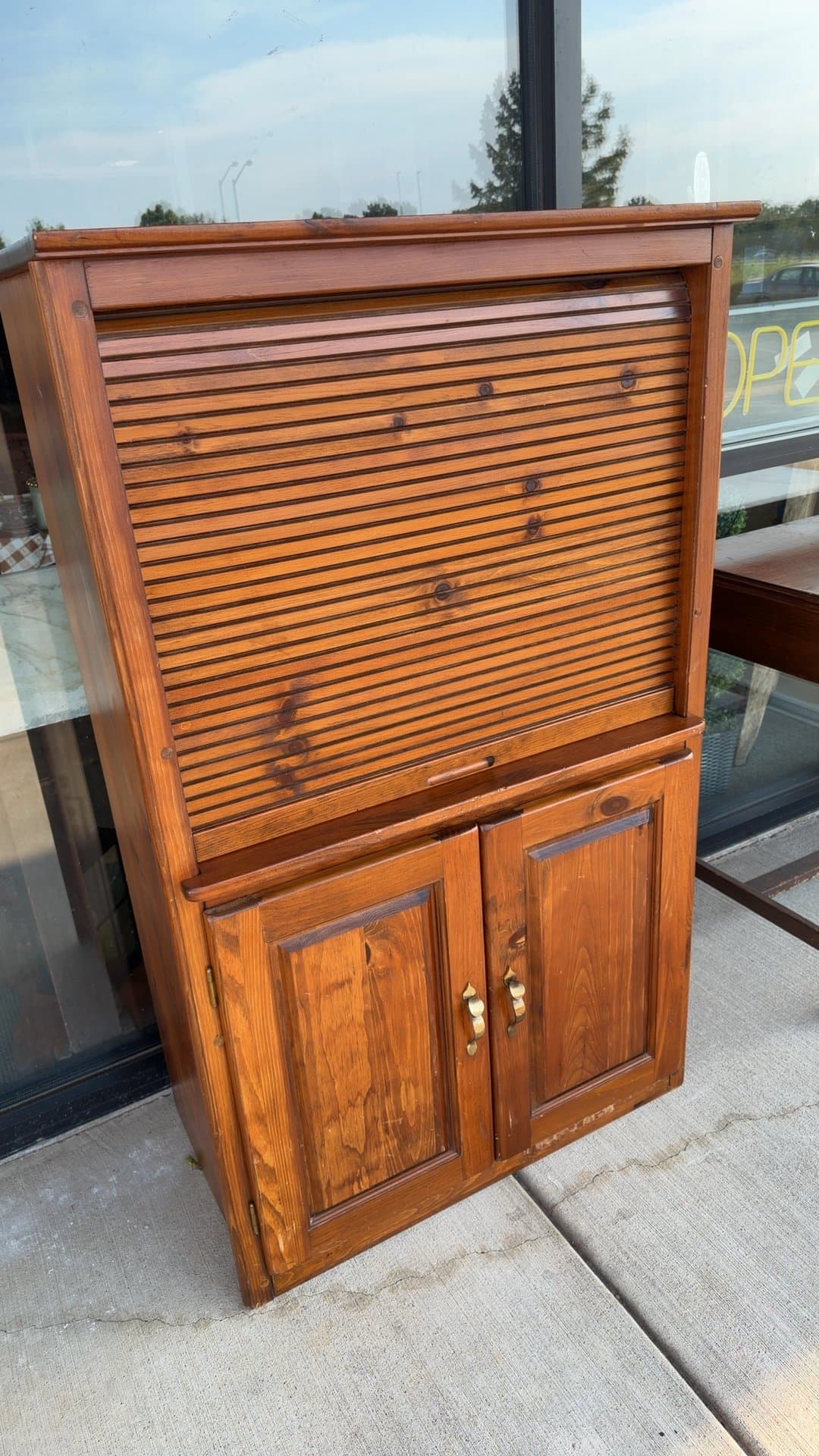 Wooden Roll-Top Cabinet - Image 1