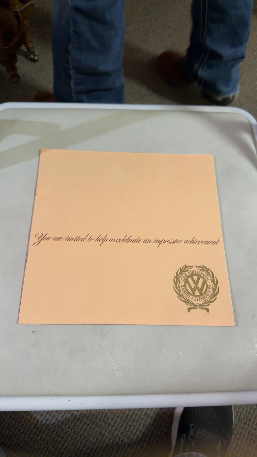 Volkswagen One Millionth Rabbit Celebration Invitation - Image 1