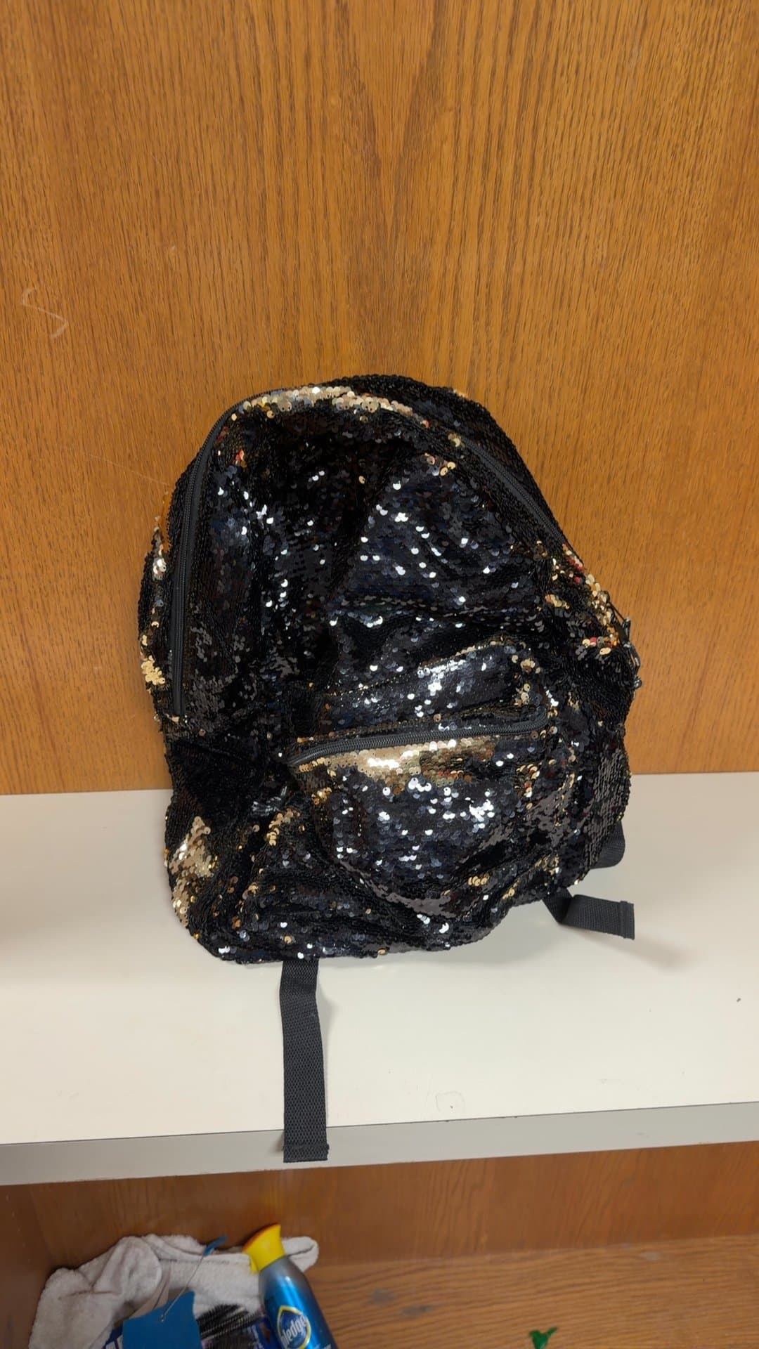 Black and Gold Reversible Sequin Mini Backpack - Image 1