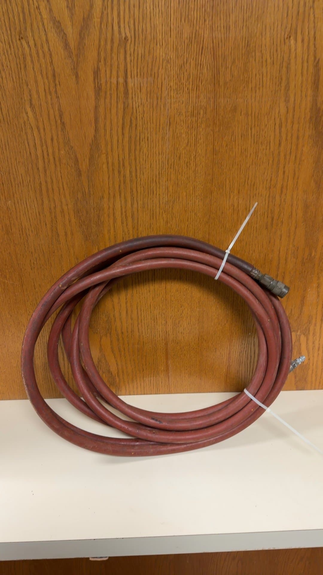 Red Rubber Air Hose with Metal Fittings - Image 1
