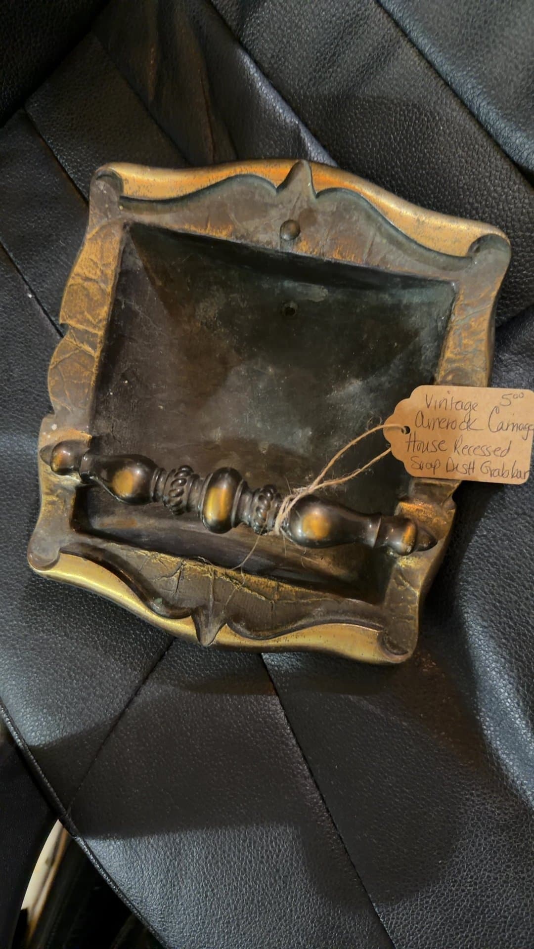Vintage Ornate Cast Iron House Recessed Soap Dish - Image 1
