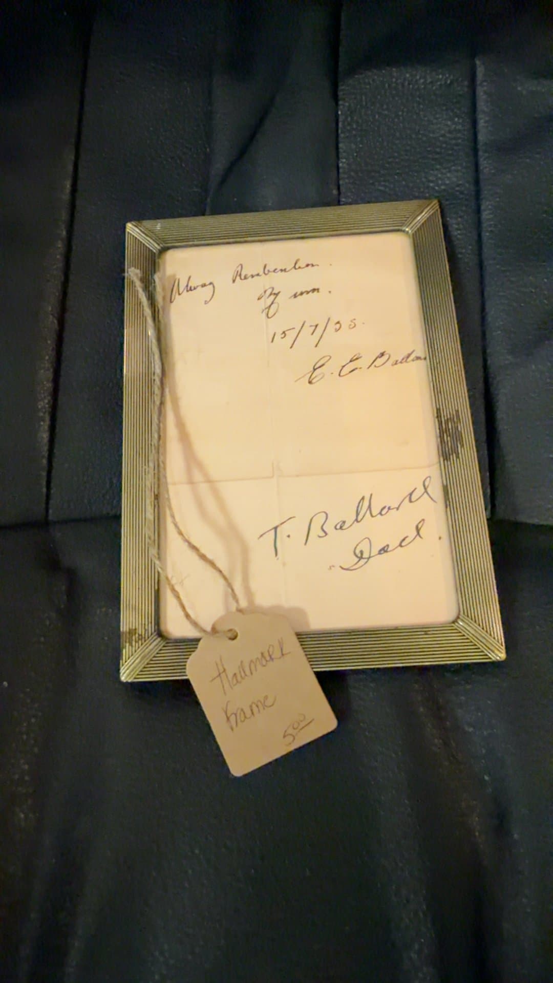 Vintage Hallmarked Frame with Handwritten Note - Image 1