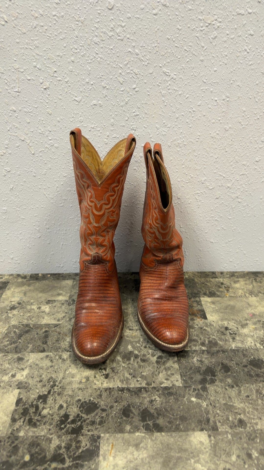 Vintage Genuine Lizard Skin Cowboy Boots - Image 1