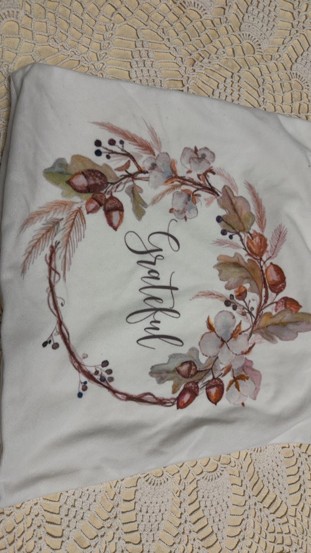 Fall Autumn Grateful Wreath Throw Pillow - Image 1