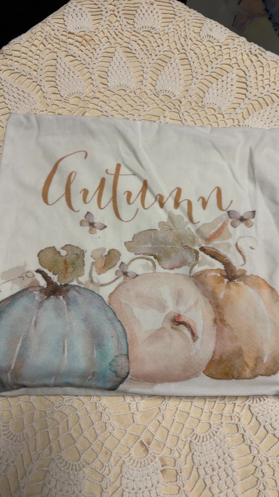 Autumn Watercolor Pumpkin Throw Pillow - Image 1