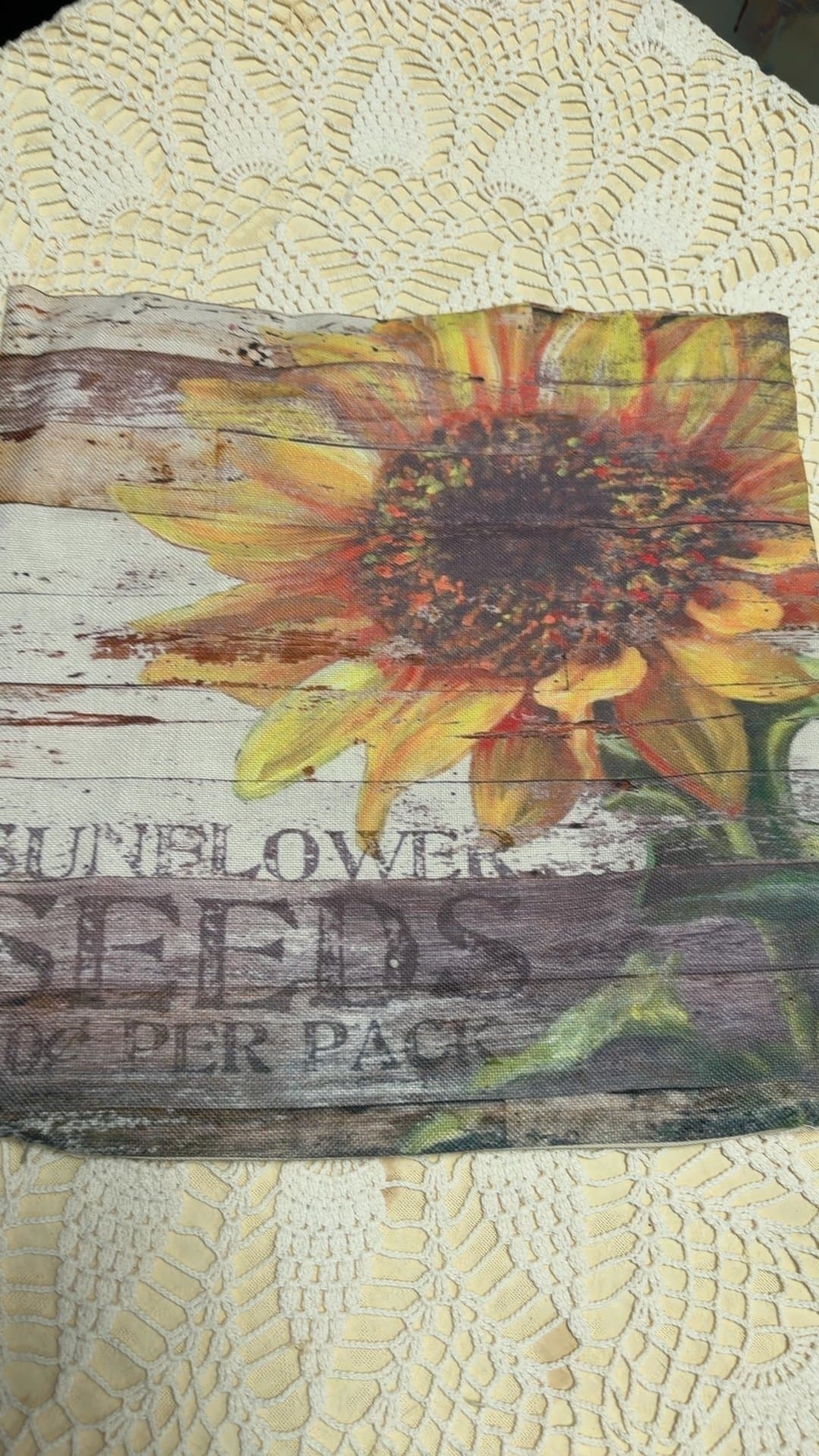 Rustic Sunflower Seeds Print Decorative Throw Pillow - Image 1