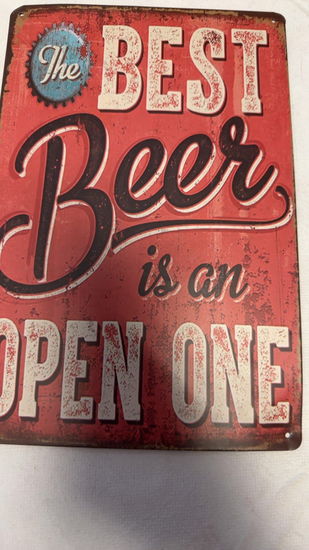 "The Best Beer Is An Open One" Vintage Style Metal Tin Sign - Image 1