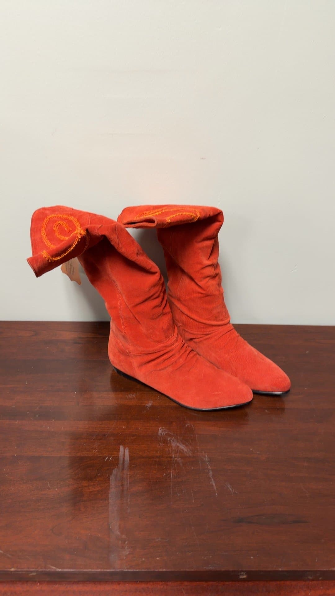 Red Suede Boots - Image 1