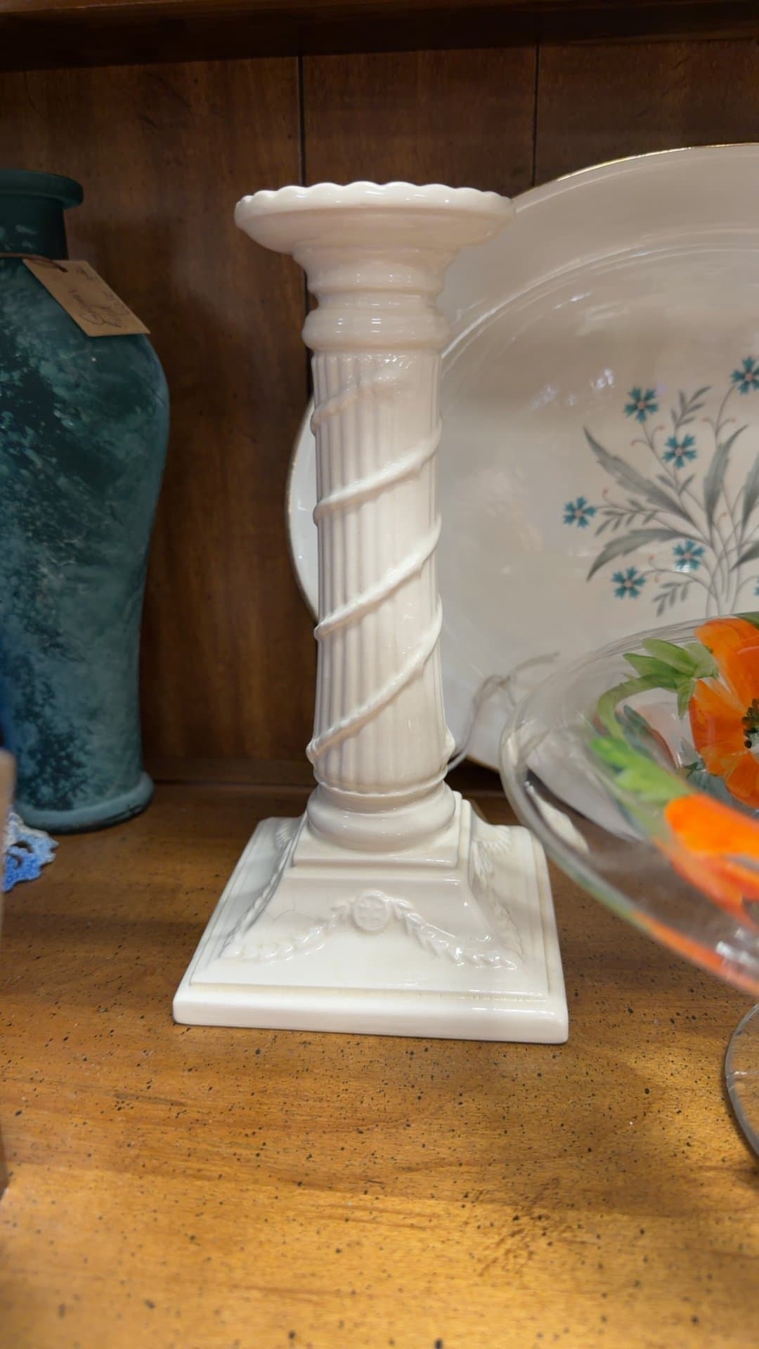 Vintage Earthenware Candlestick Holder - Image 1
