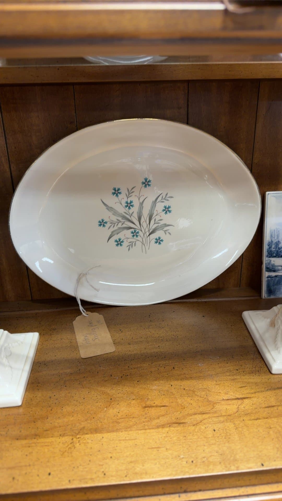 Vintage Ceramic Serving Platter with Floral Design - Image 1