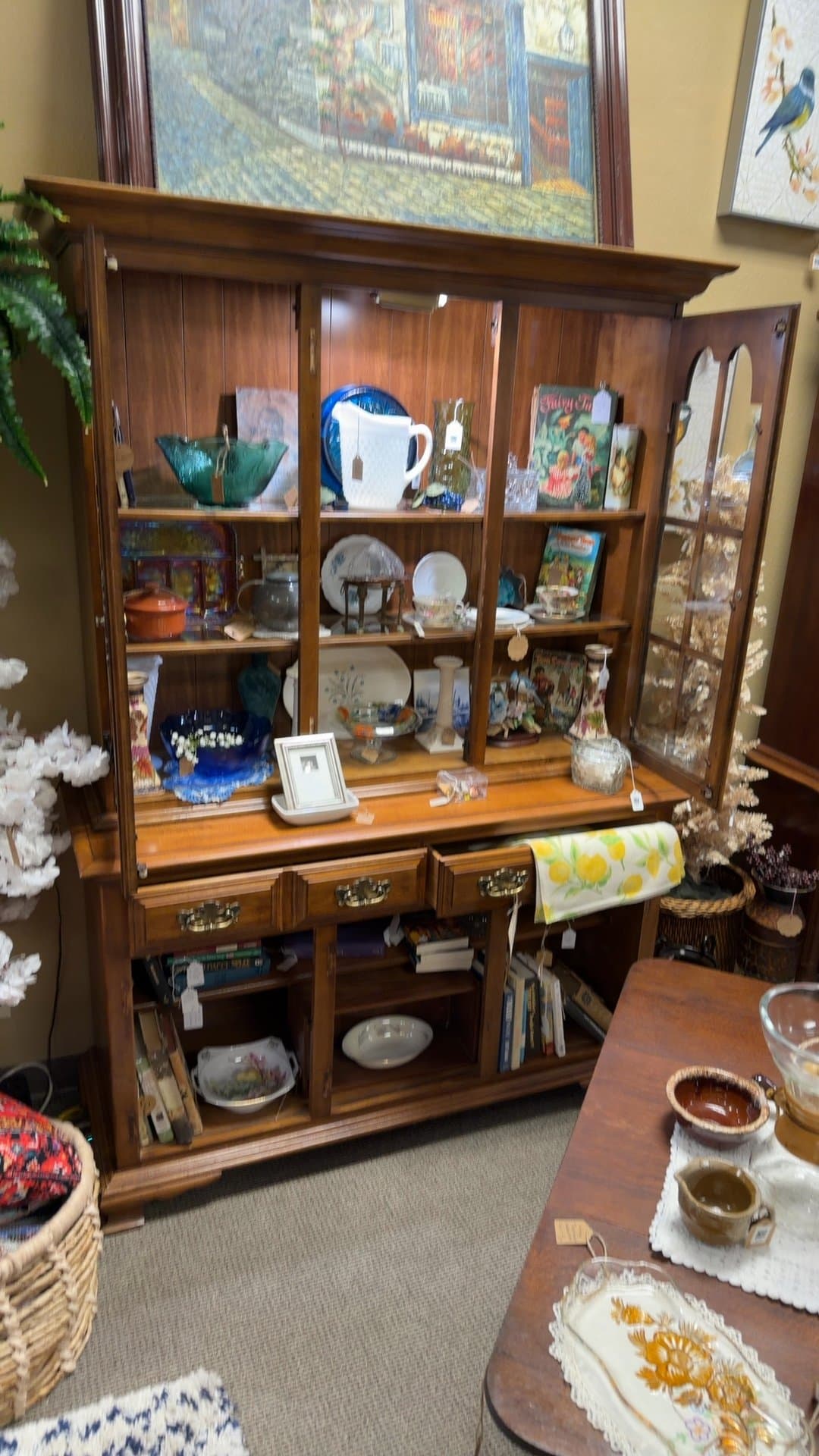 Wooden Display Hutch with Glass Doors - Image 1