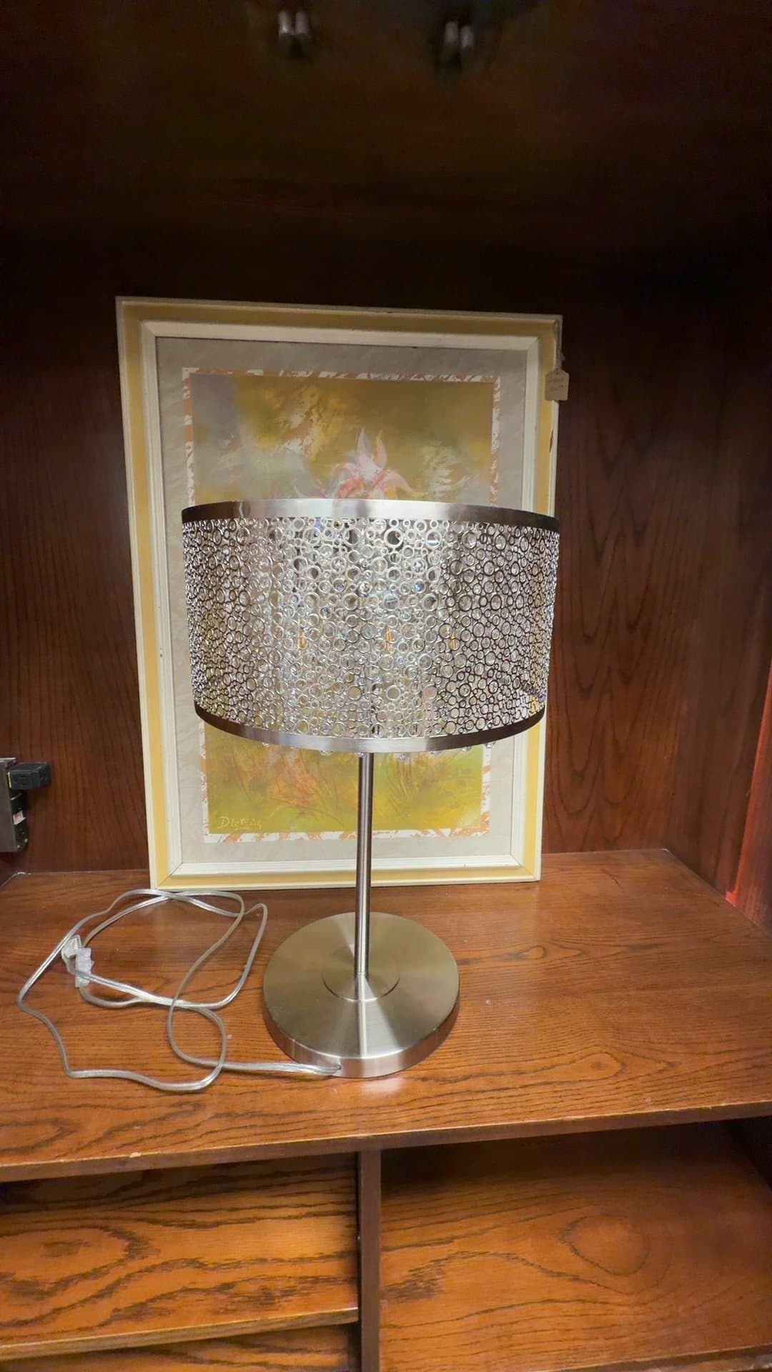 Modern Metal Table Lamp with Crystal Accents - Image 1