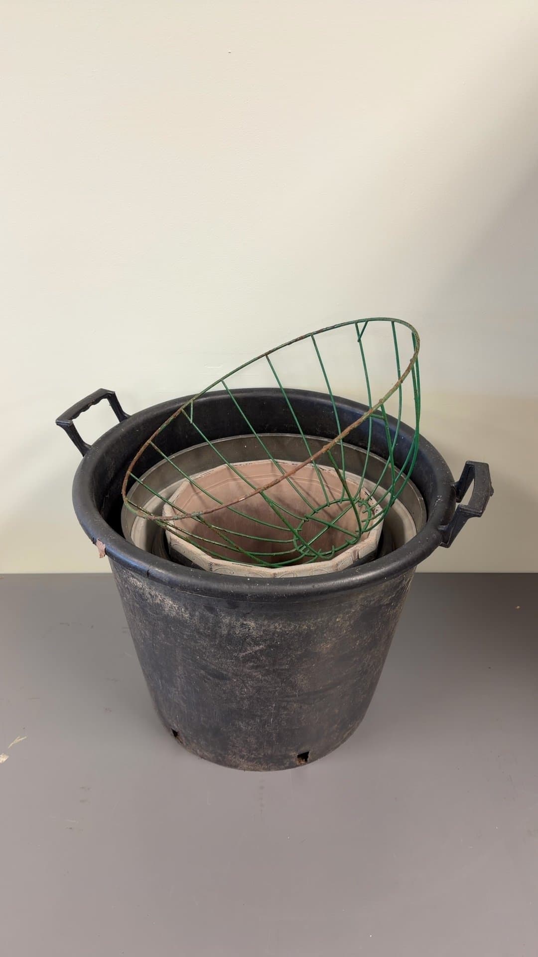 Assorted Plastic Planters and Wire Basket Set - Image 1