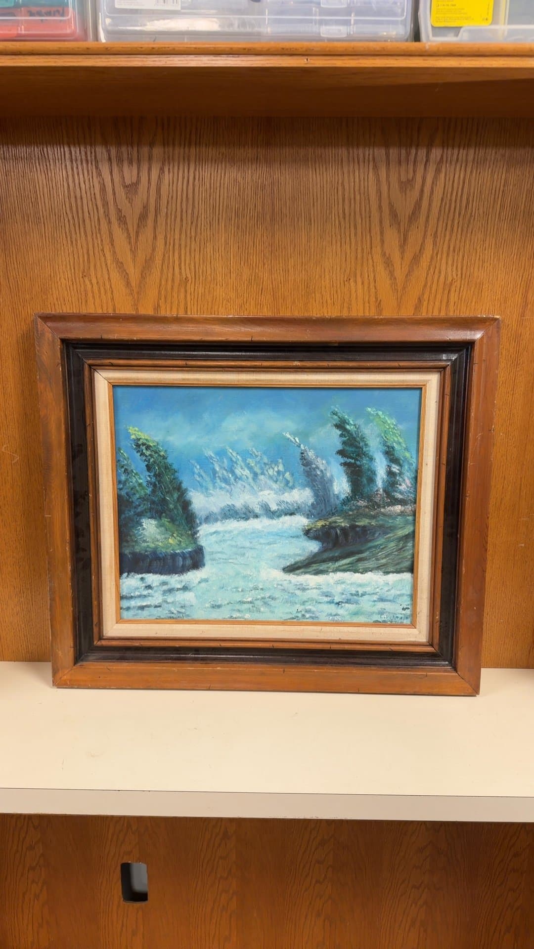 Framed Coastal Seascape Oil Painting Signed E. Peterson - Image 1