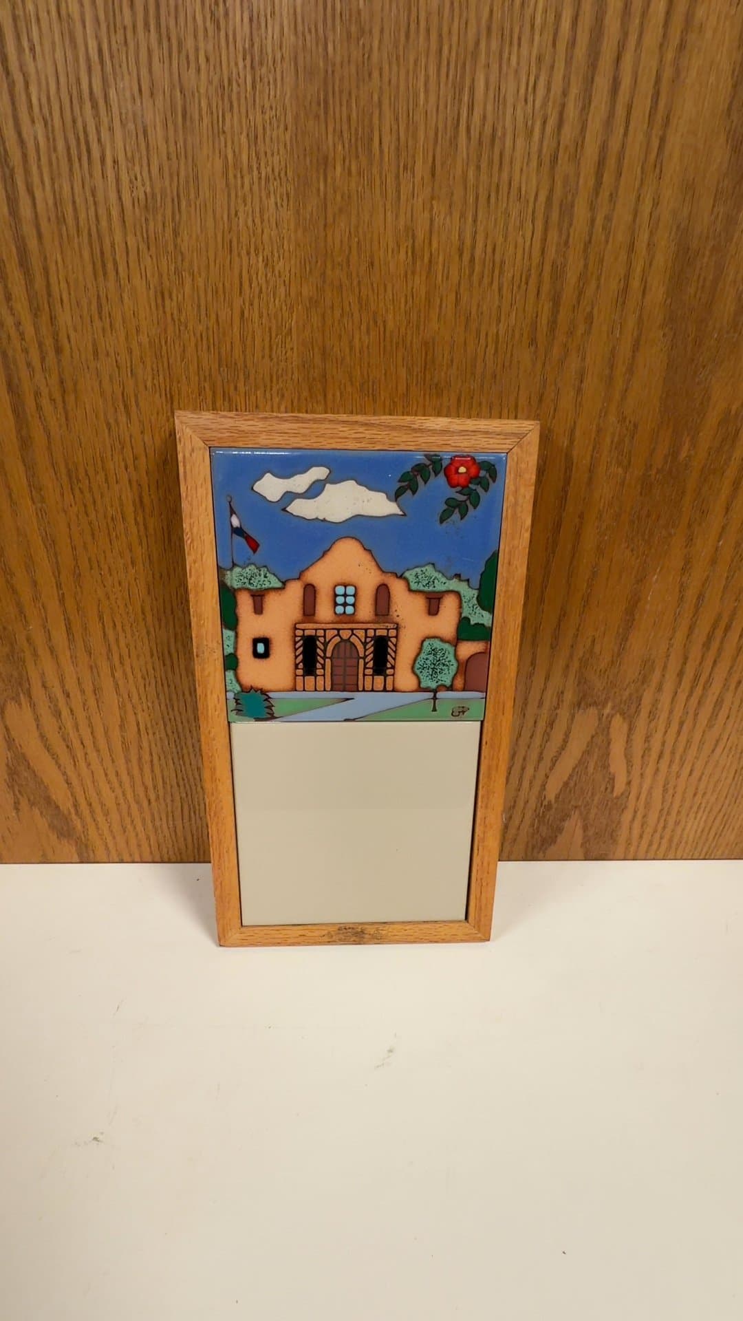 Vintage Alamo Souvenir Tile Plaque with Note Pad - Image 1