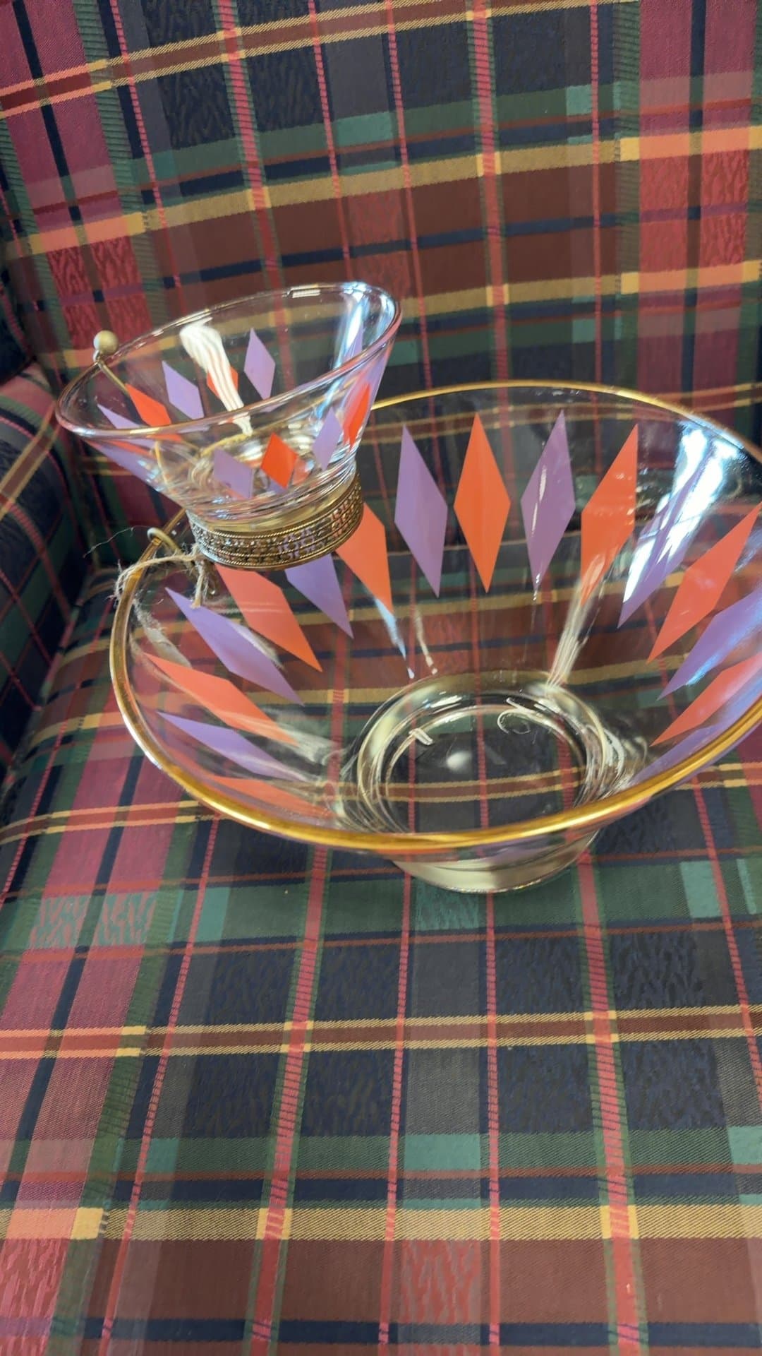 1950s Anchor Hocking Harlequin Chip & Dip Set