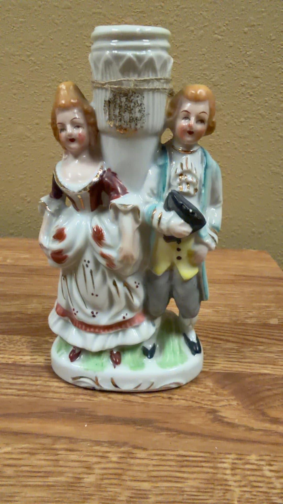 1950s Porcelain Figurine Vase/Candlestick Holder - Image 1