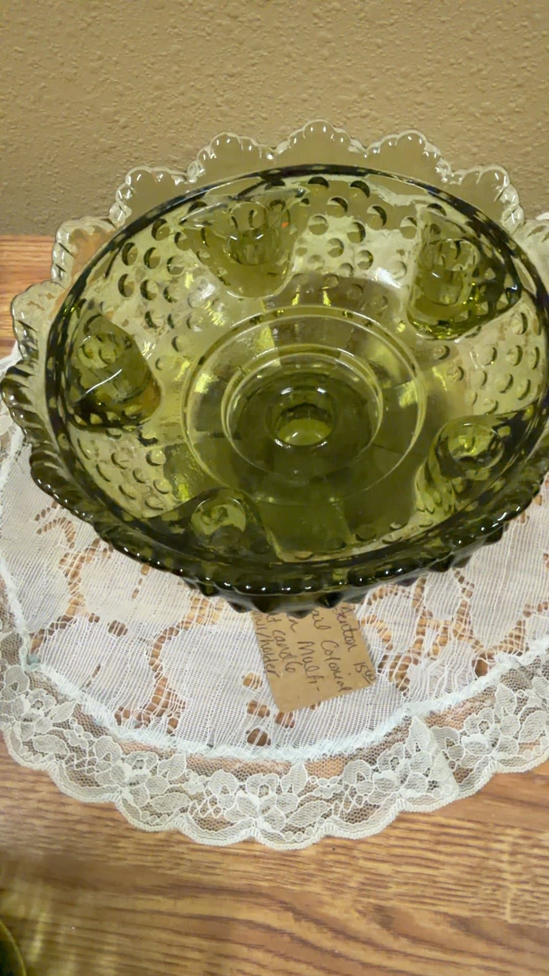 Vintage Green Glass Compote Bowl - Image 1
