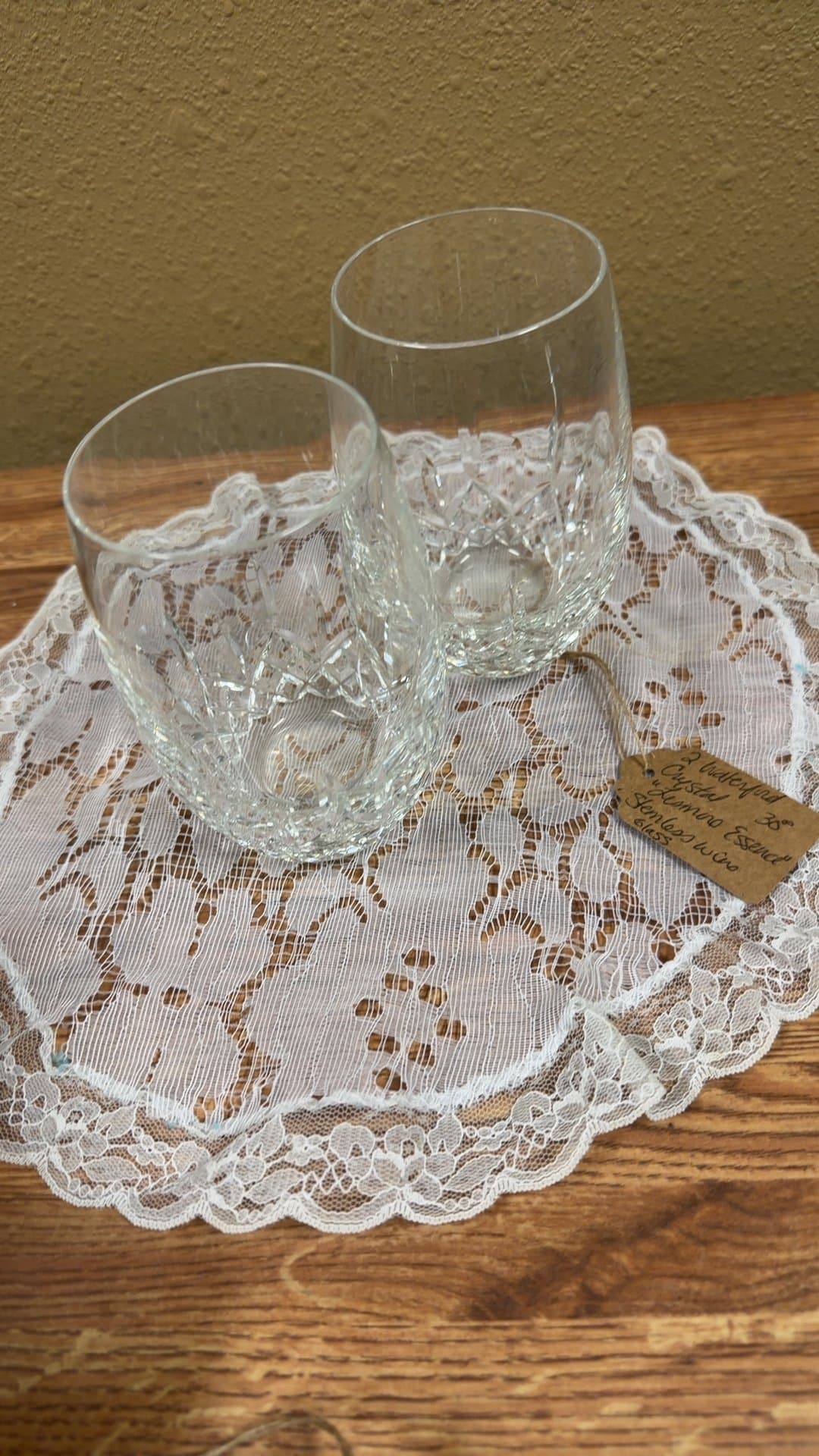 Crystal Glasses on Lace Doily - Image 1
