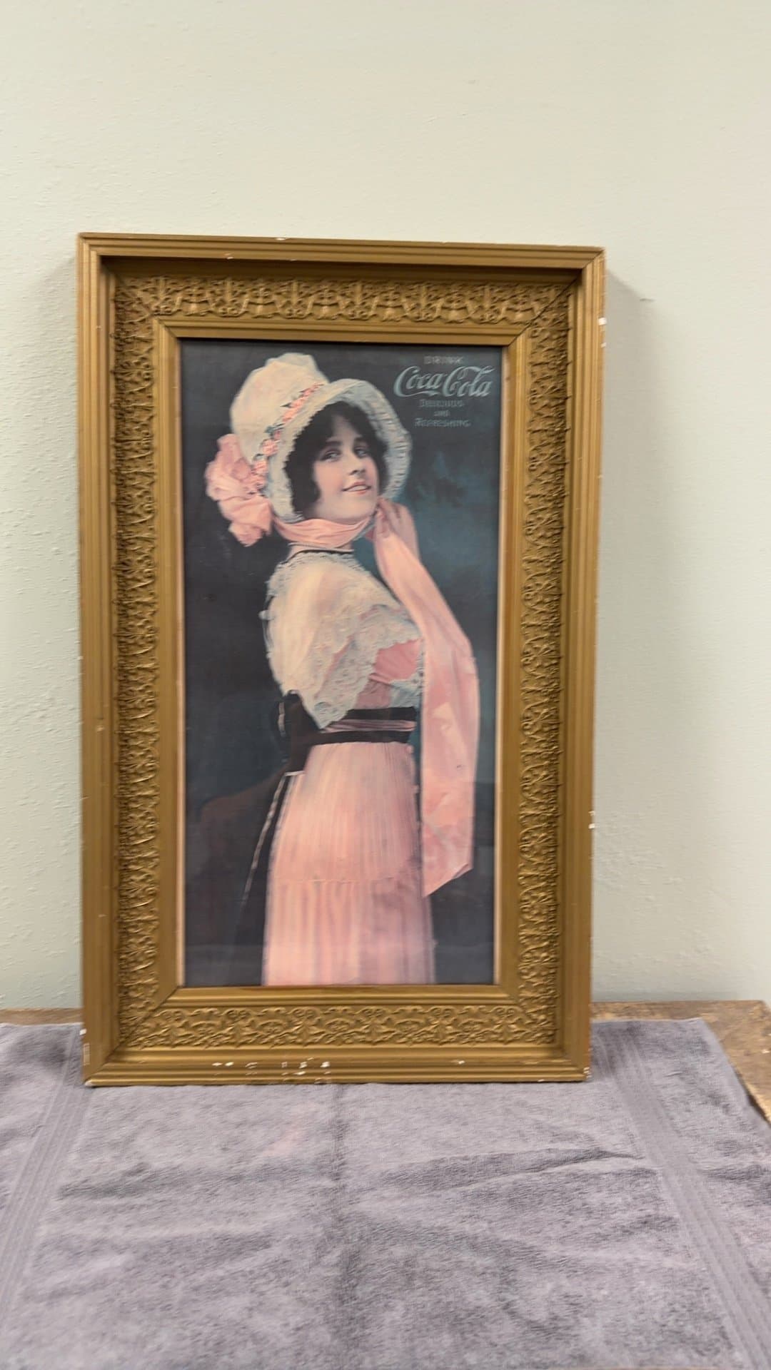 Vintage Coca-Cola Advertising Print in Ornate Frame - Image 1