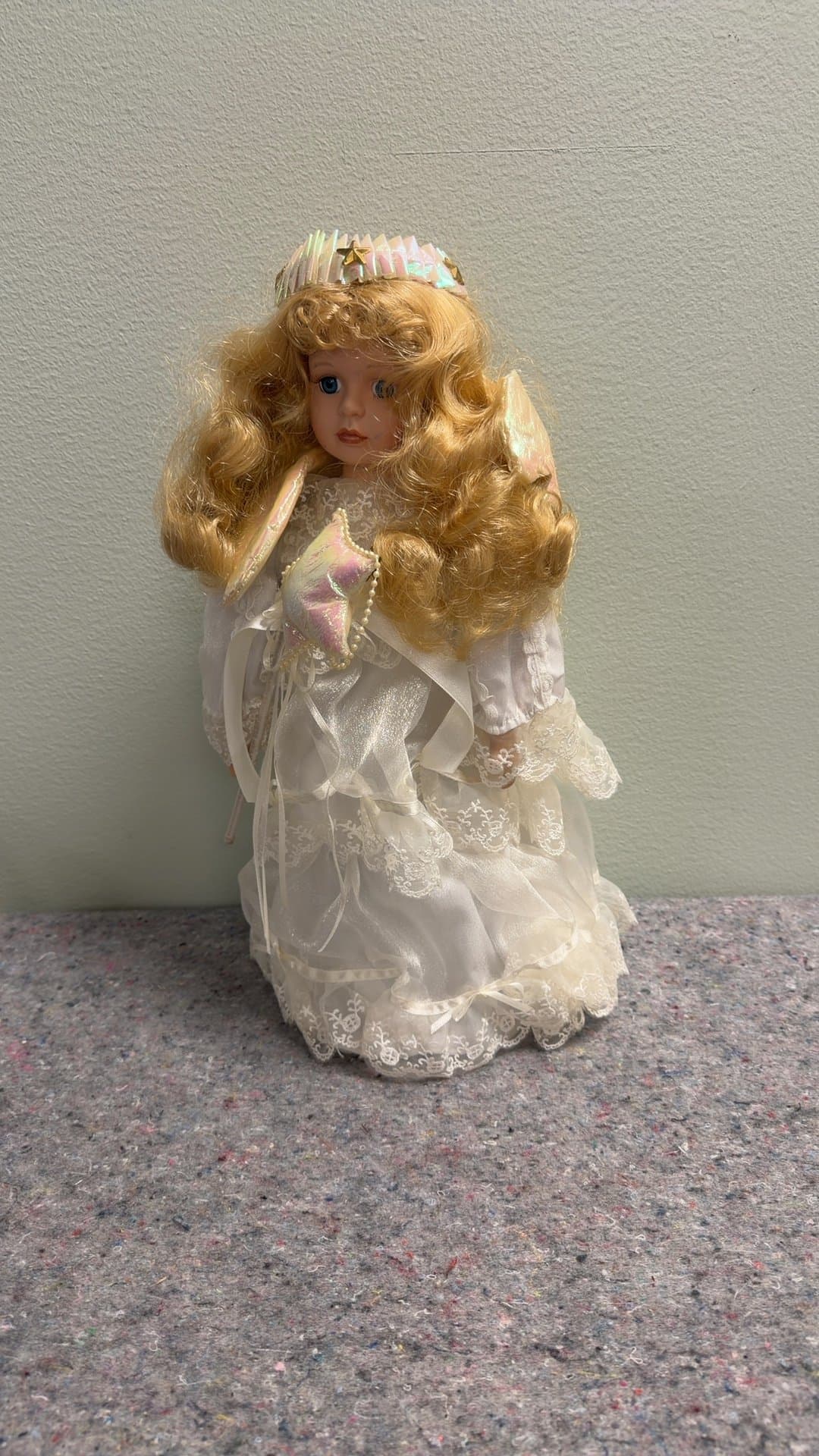 Porcelain Angel Doll with Lace Dress - Image 1