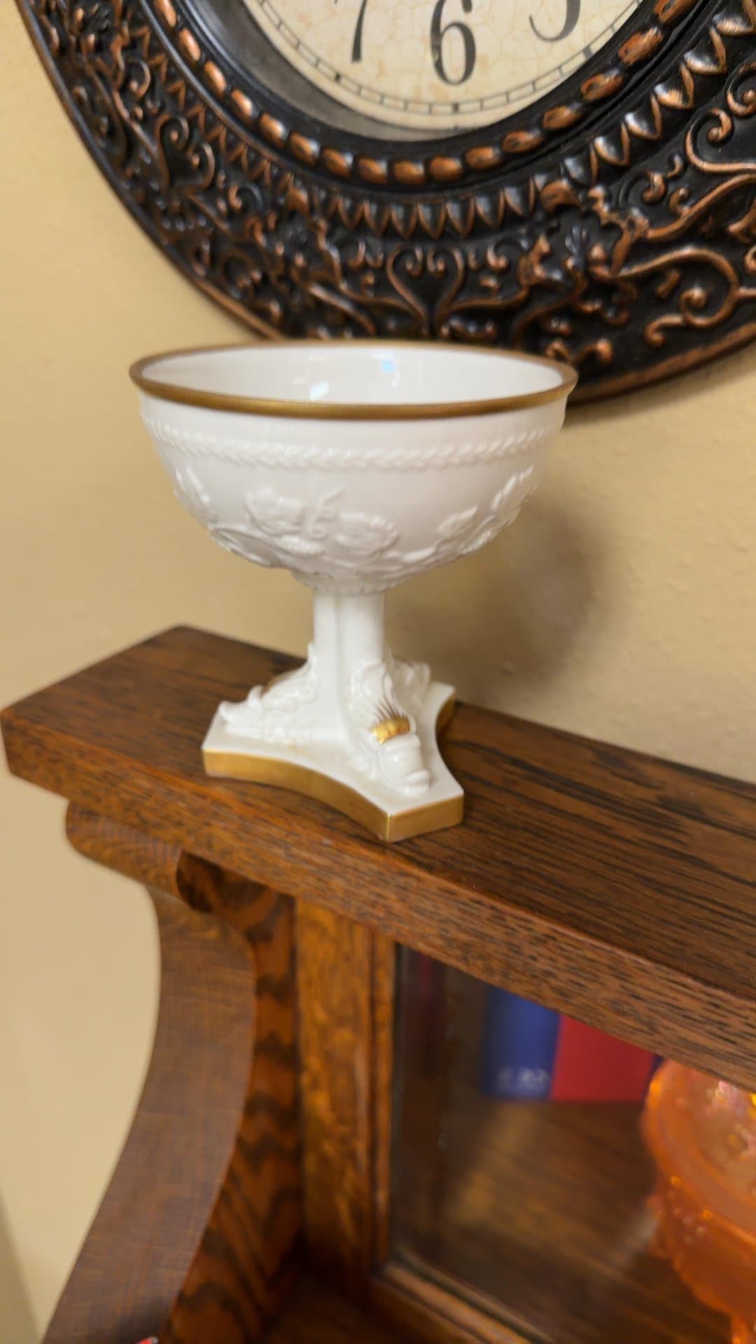 Hand Painted Milk Glass Compote - Image 1