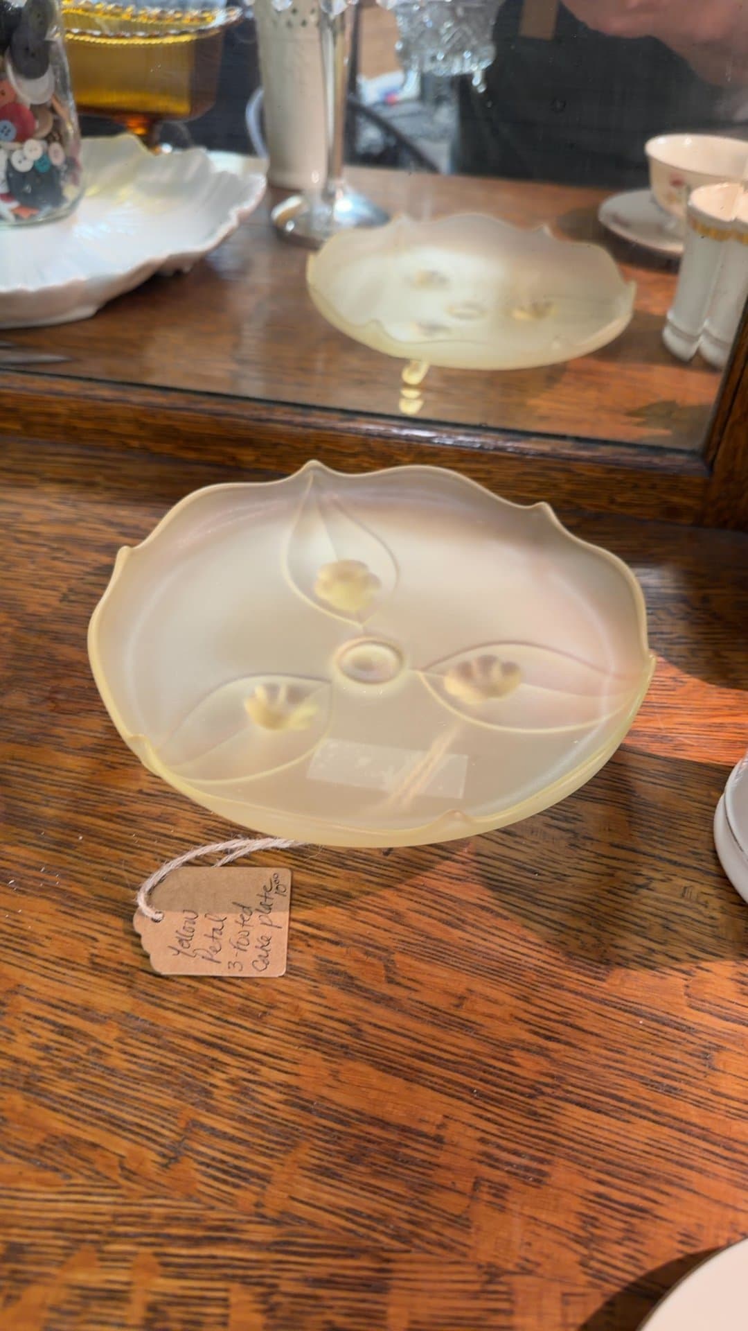 Yellow Petal 3-Footed Cake Plate - Image 1