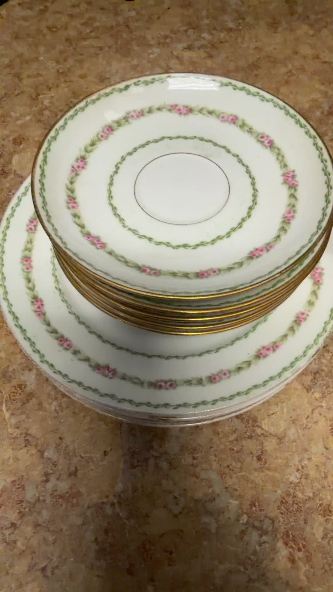Ch. Field Haviland Limoges Floral Swag Porcelain Saucers and Plates Set - Image 1